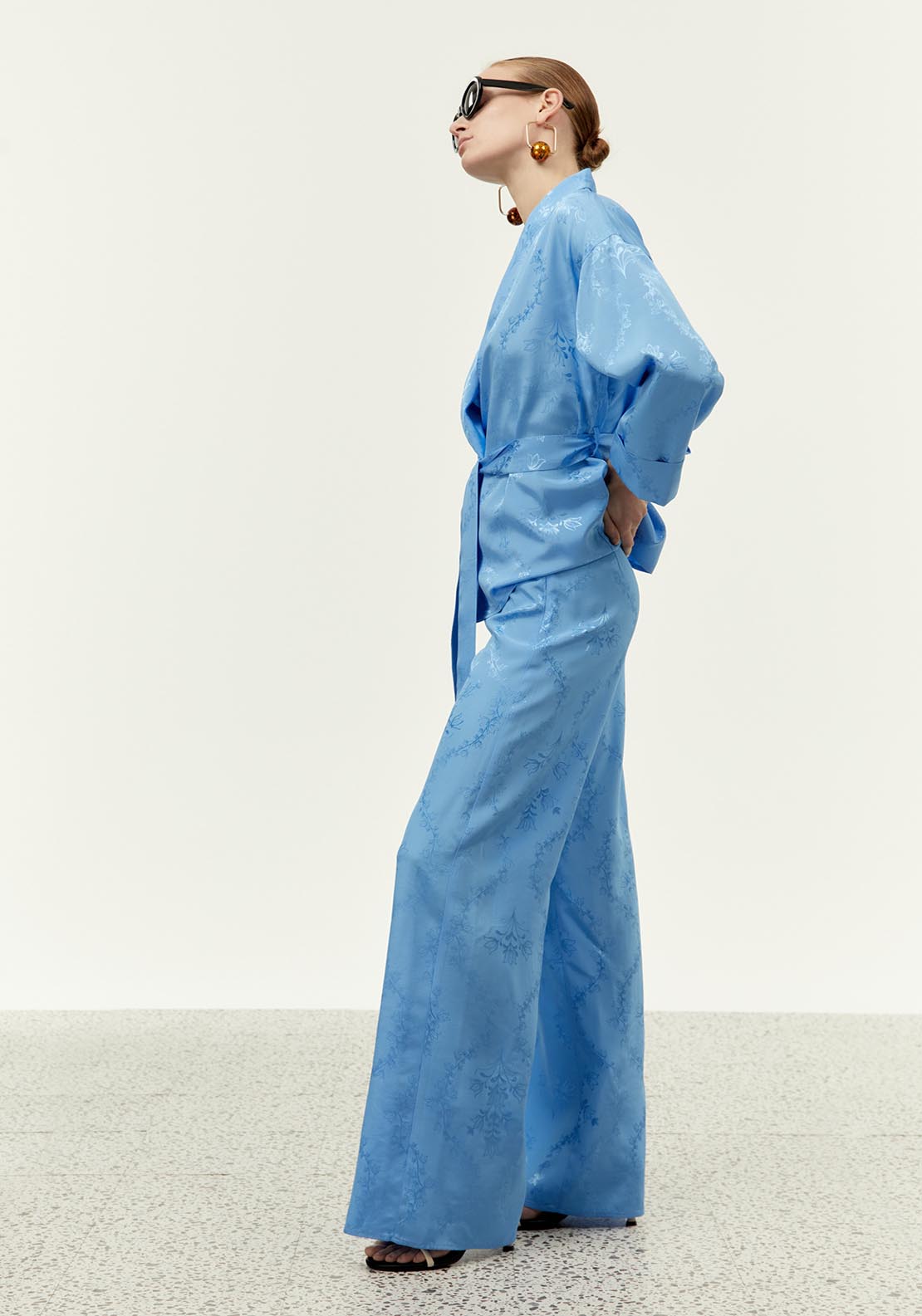 Sfera Jacquard trousers - Blue Light 3 Shaws Department Stores