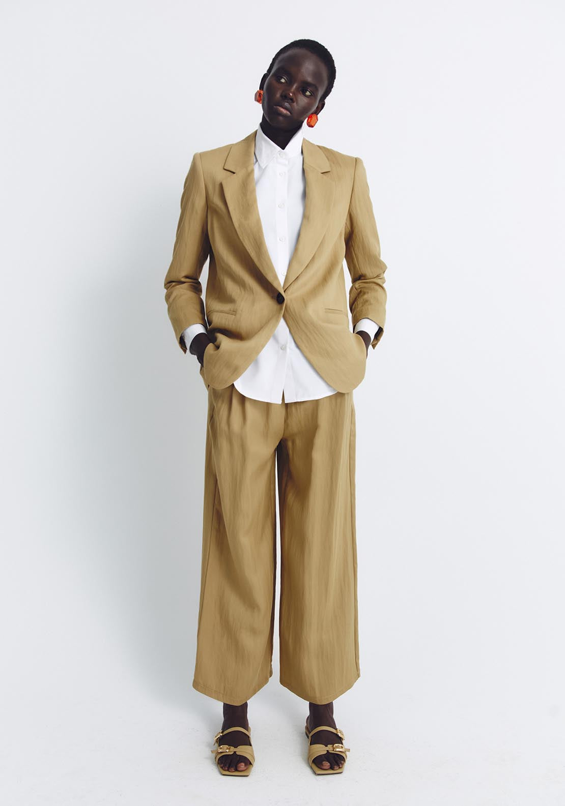 Sfera Elastic waist trousers - Camel 1 Shaws Department Stores