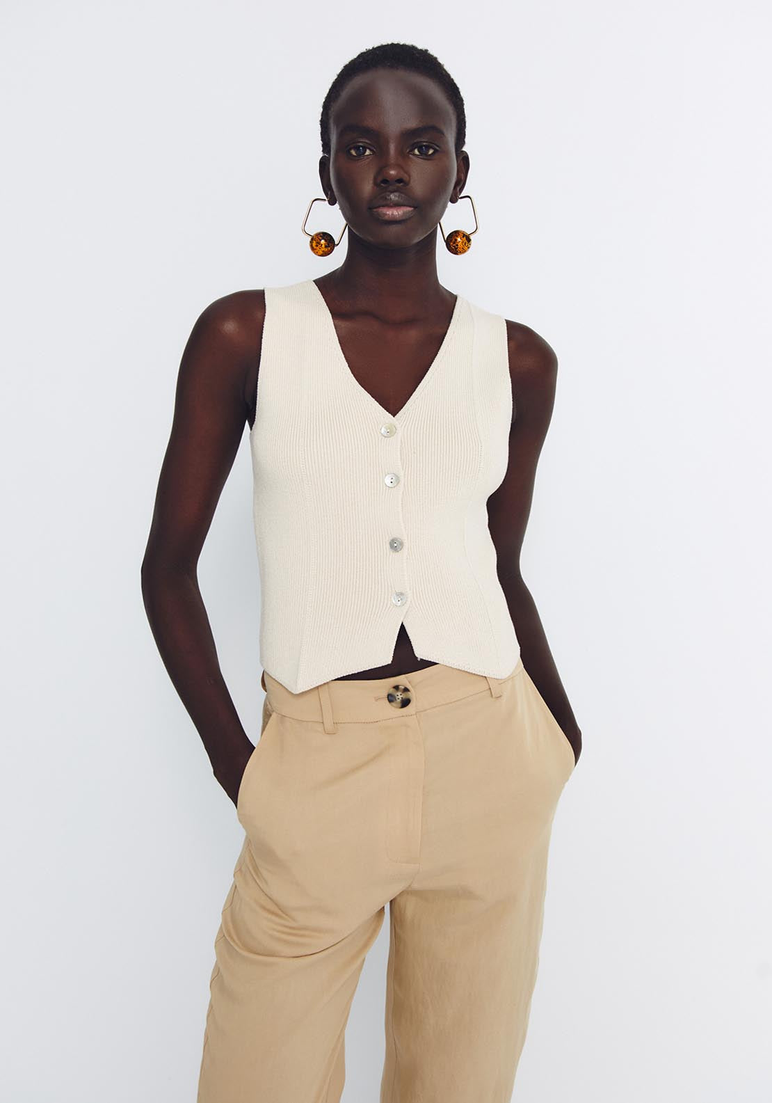Sfera Cuffed Hem Loose Fit Trousers - Camel 4 Shaws Department Stores