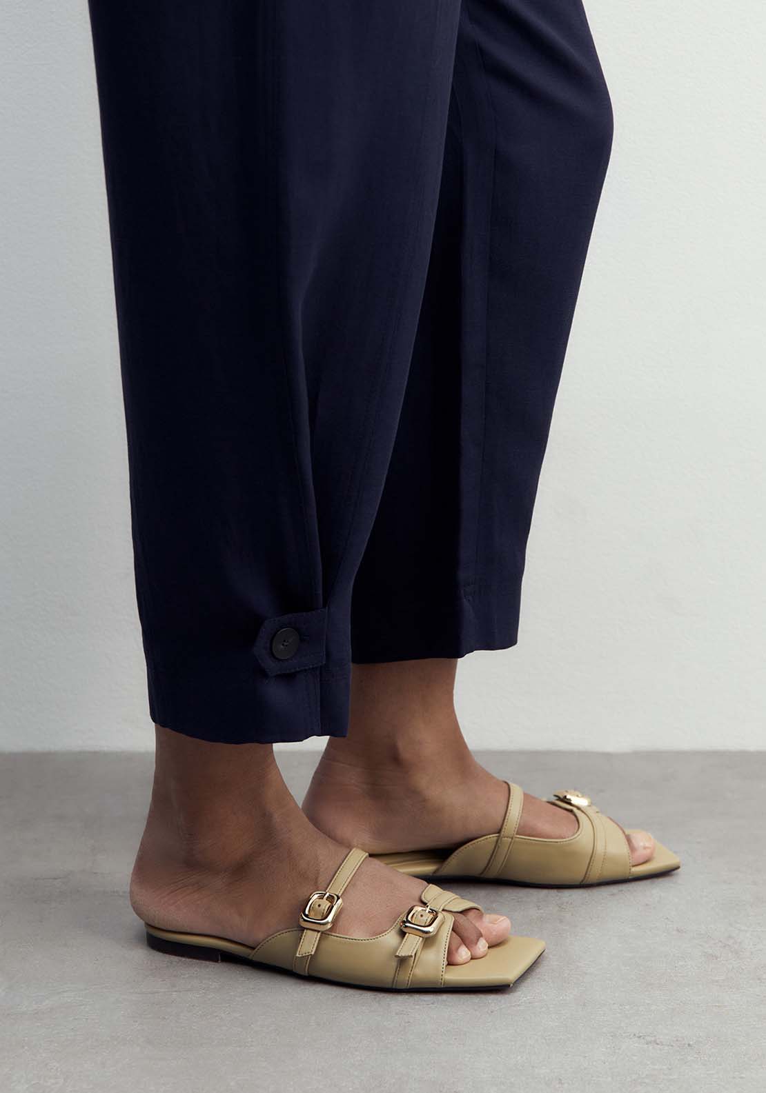 Sfera Straight-Leg Loose-Fit Trousers - Navy 3 Shaws Department Stores
