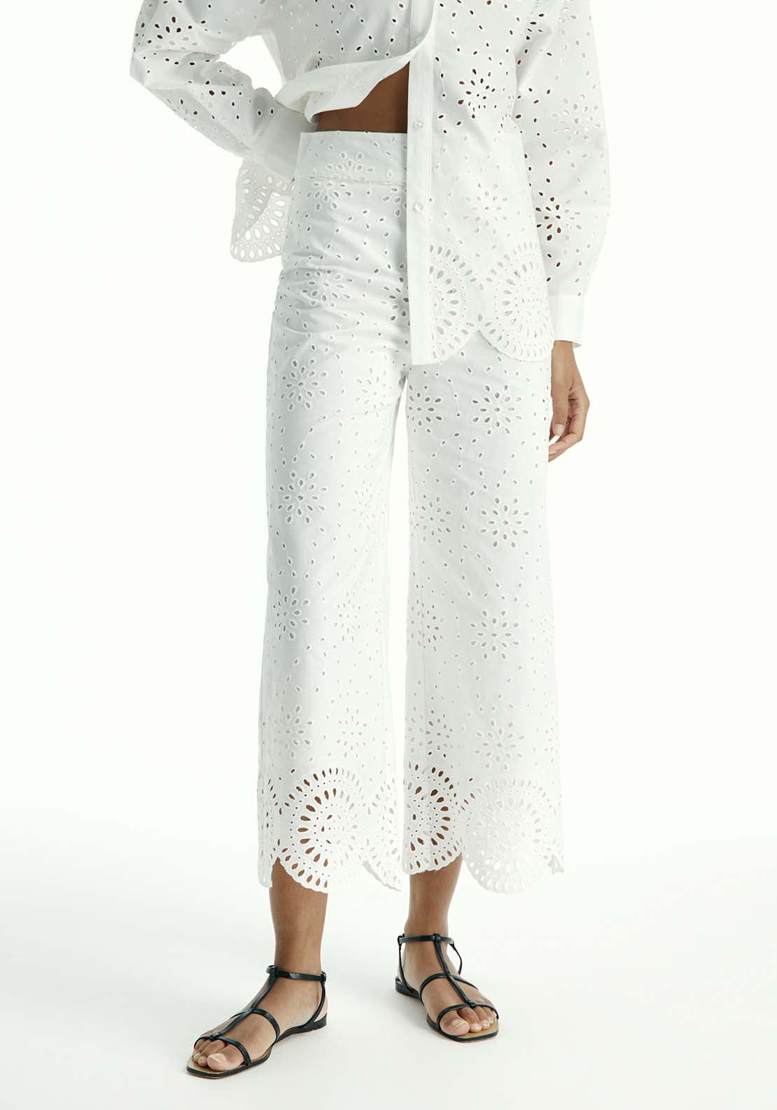 Sfera Schiffli Trousers - White 1 Shaws Department Stores