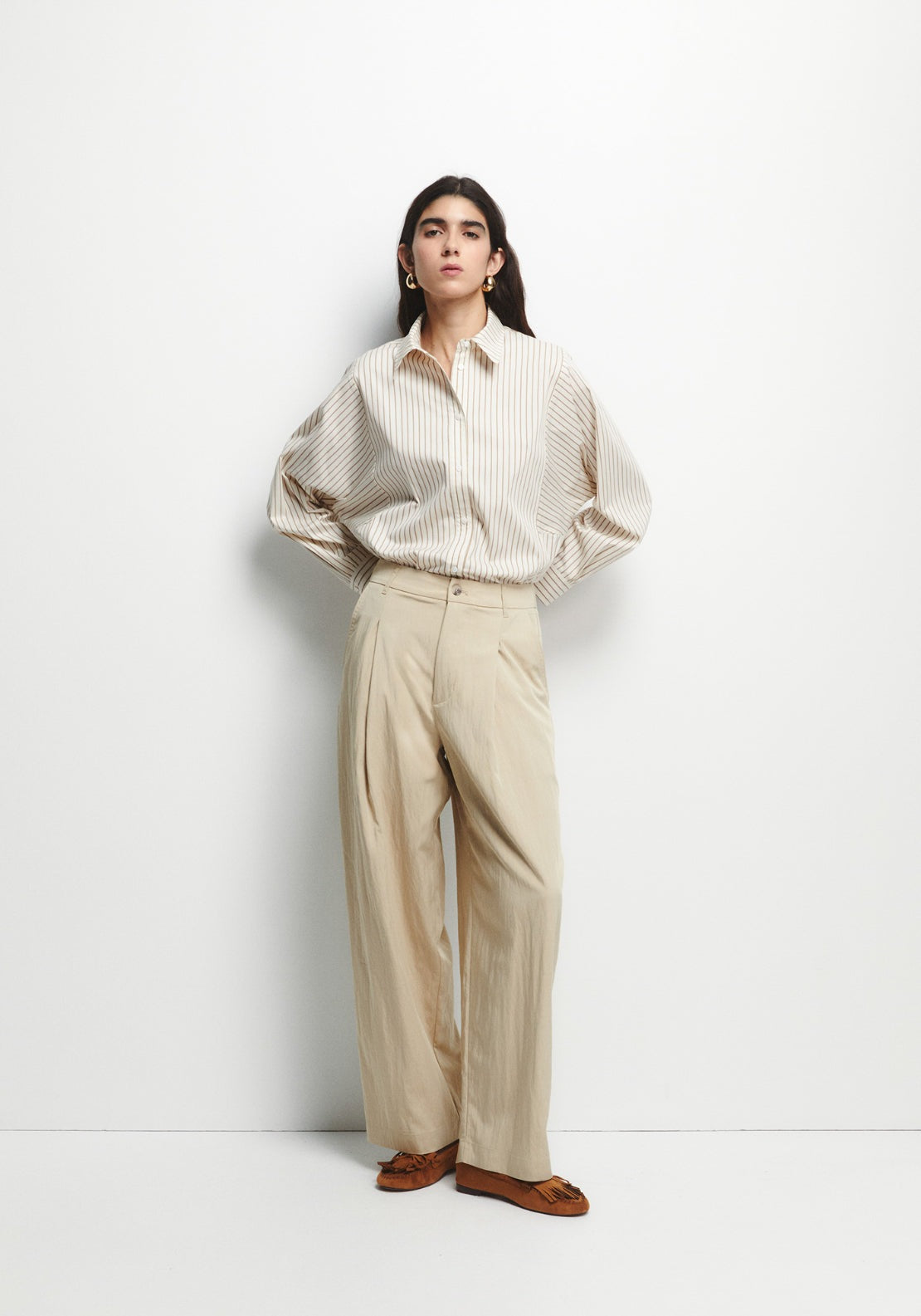 Pleated Trousers - Beige