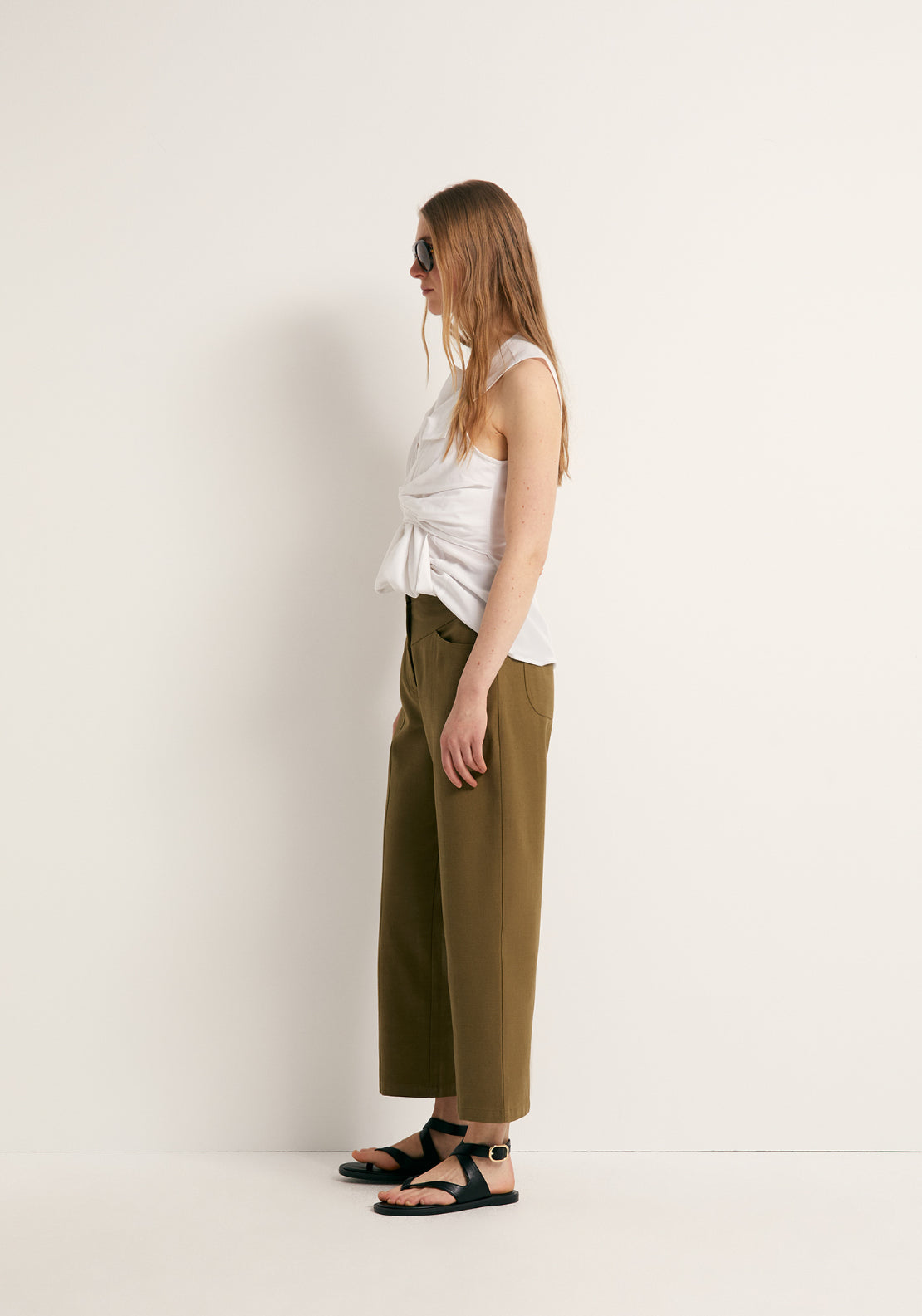 Topstitching Trousers - Beige
