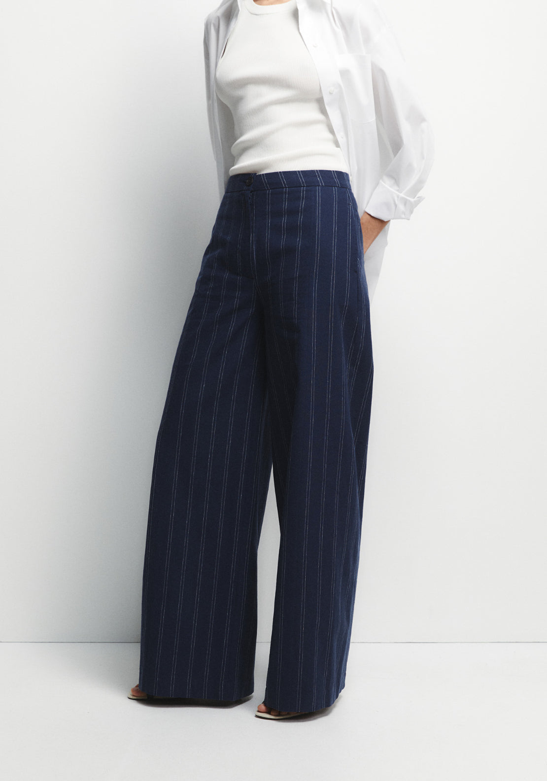 Loose Striped Trousers - Blue