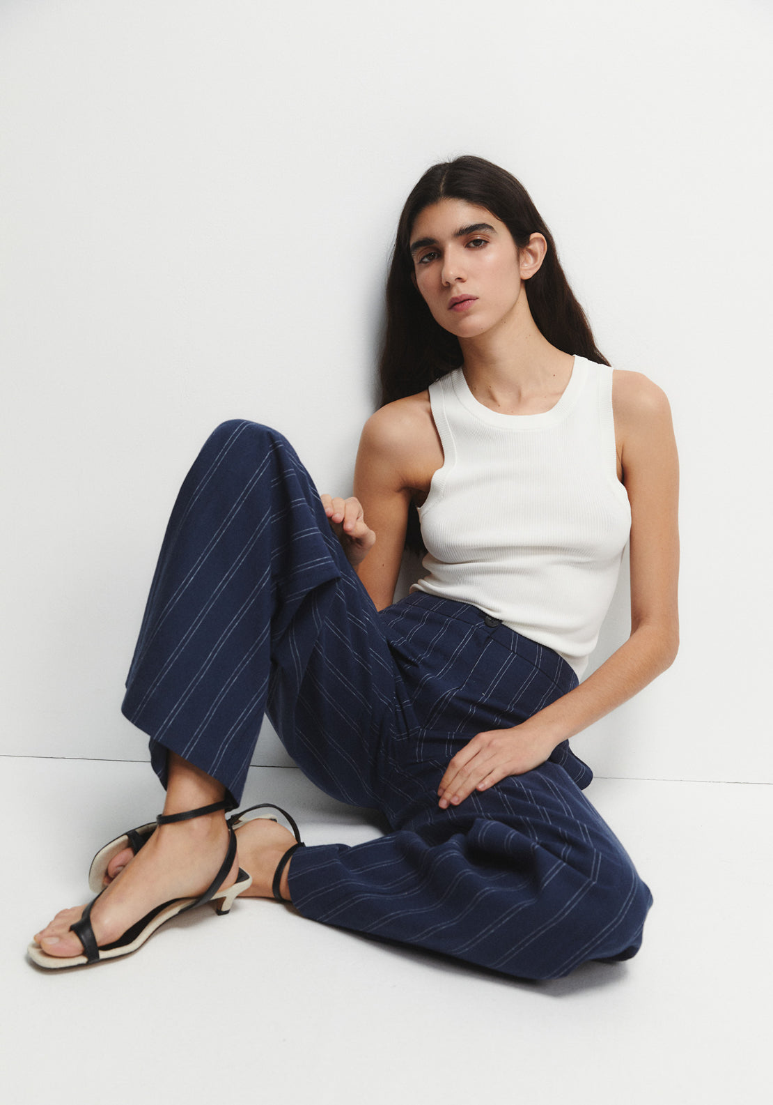 Loose Striped Trousers - Blue