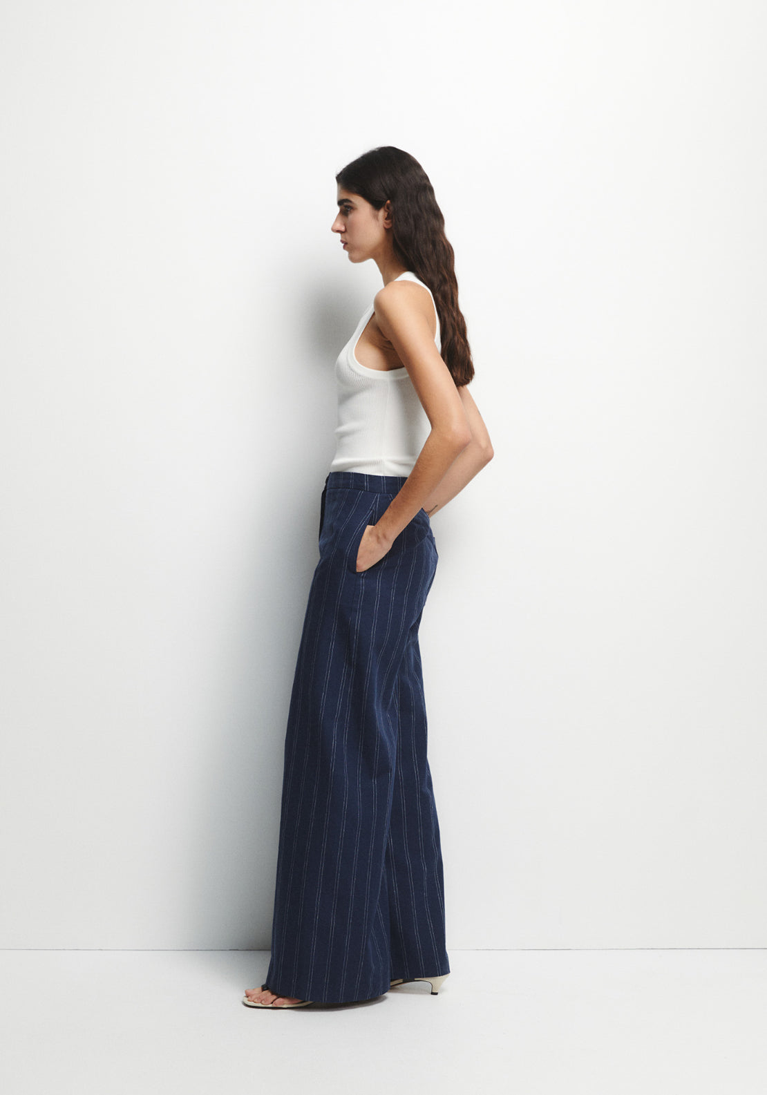 Loose Striped Trousers - Blue