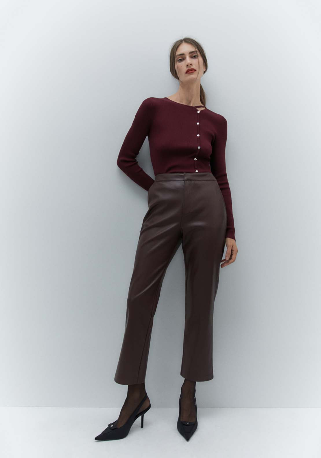 Sfera Coloured Chino Trousers - Burgundy 1 Shaws Department Stores