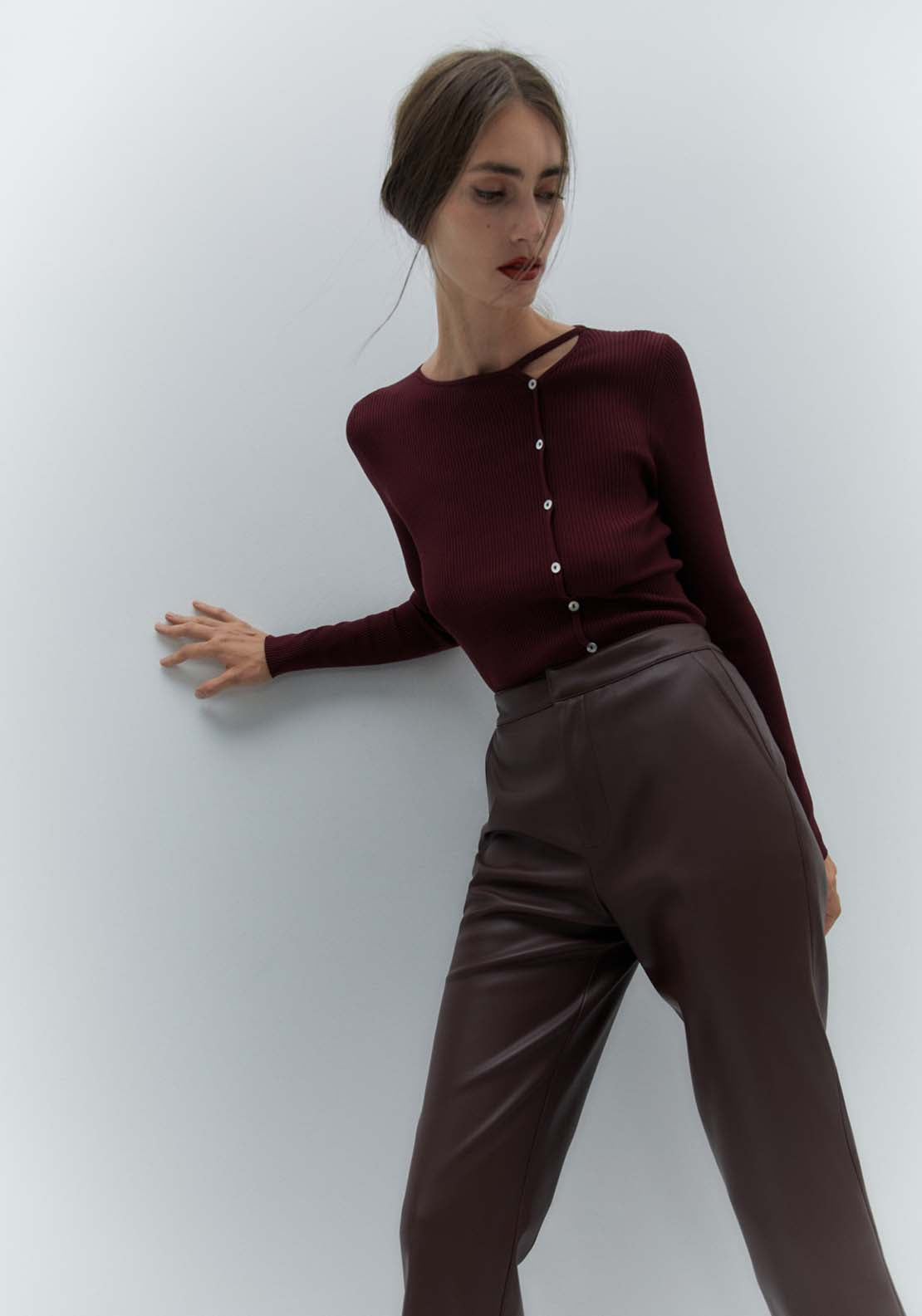 Sfera Coloured Chino Trousers - Burgundy 4 Shaws Department Stores