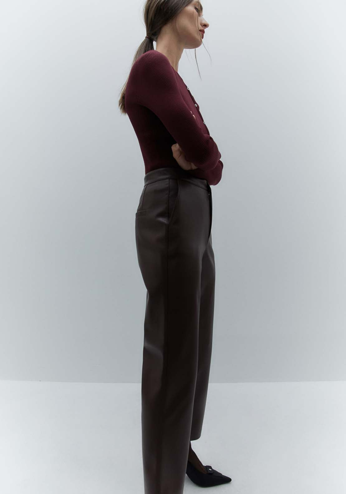 Sfera Coloured Chino Trousers - Burgundy 2 Shaws Department Stores