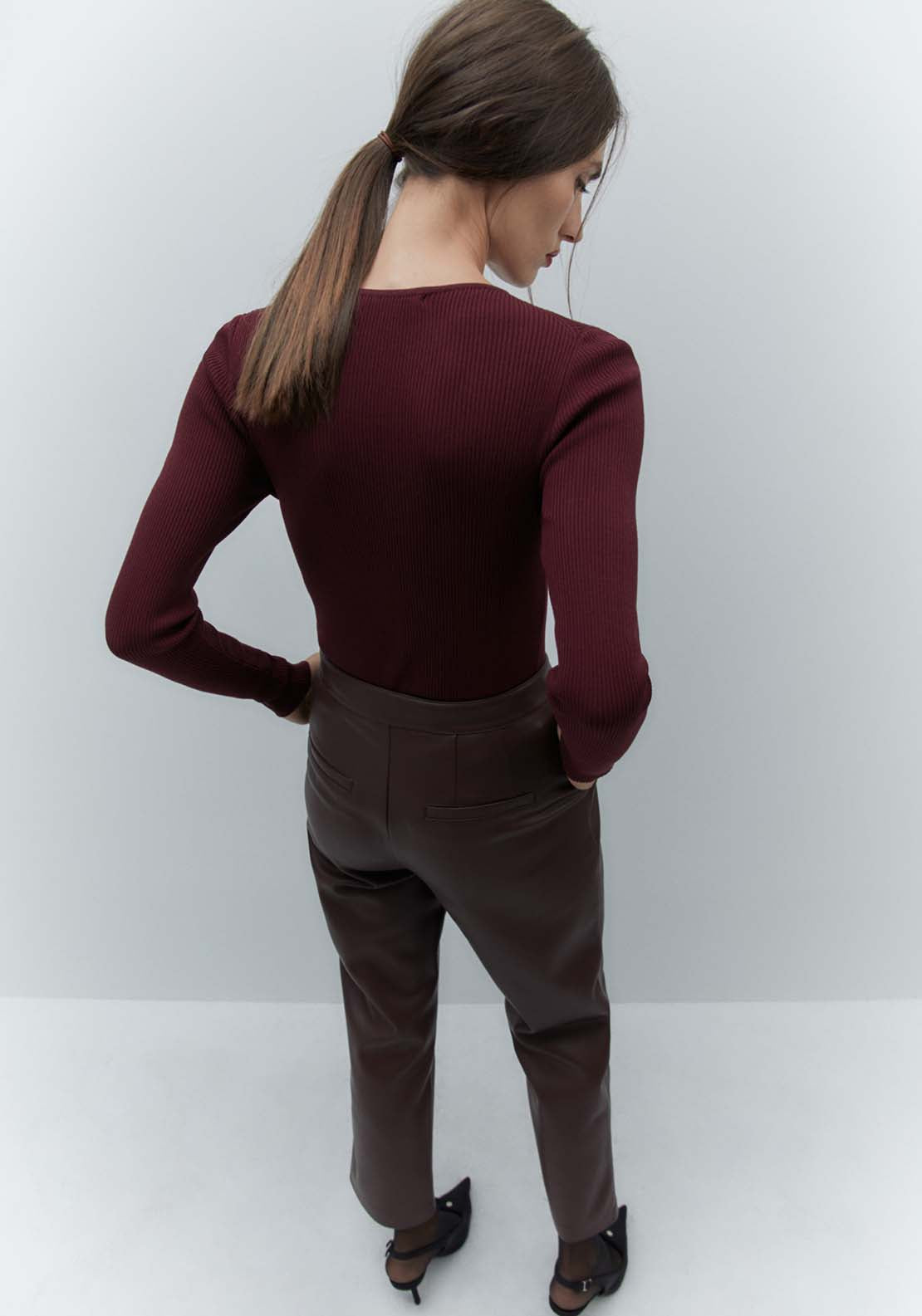 Sfera Coloured Chino Trousers - Burgundy 3 Shaws Department Stores
