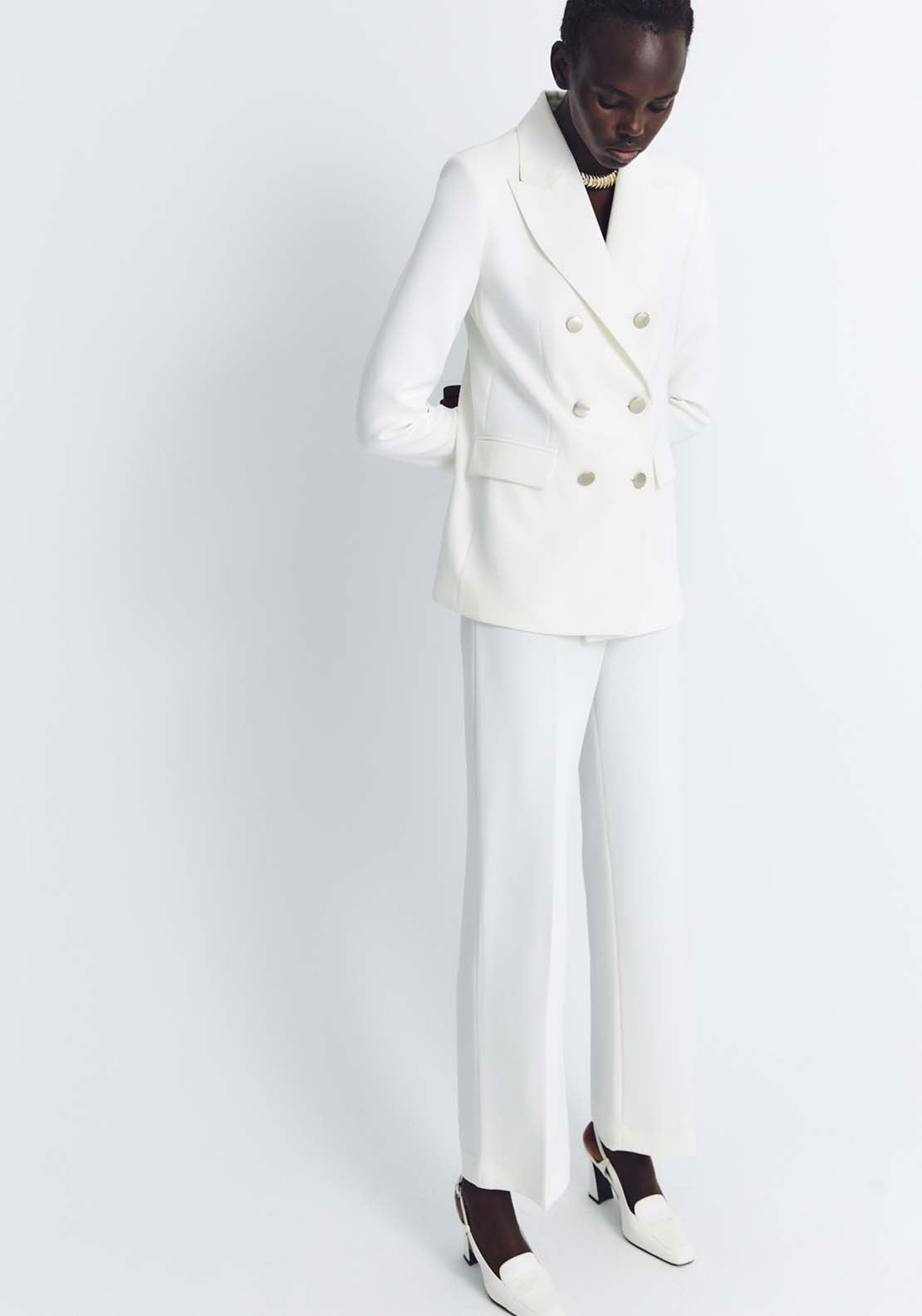 Sfera Wide-Leg Suit Trousers - White 1 Shaws Department Stores