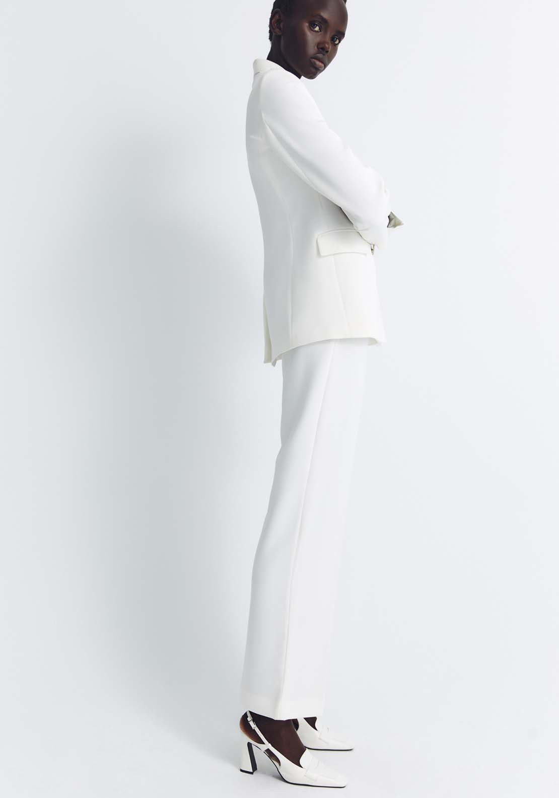 Sfera Wide-Leg Suit Trousers - White 3 Shaws Department Stores