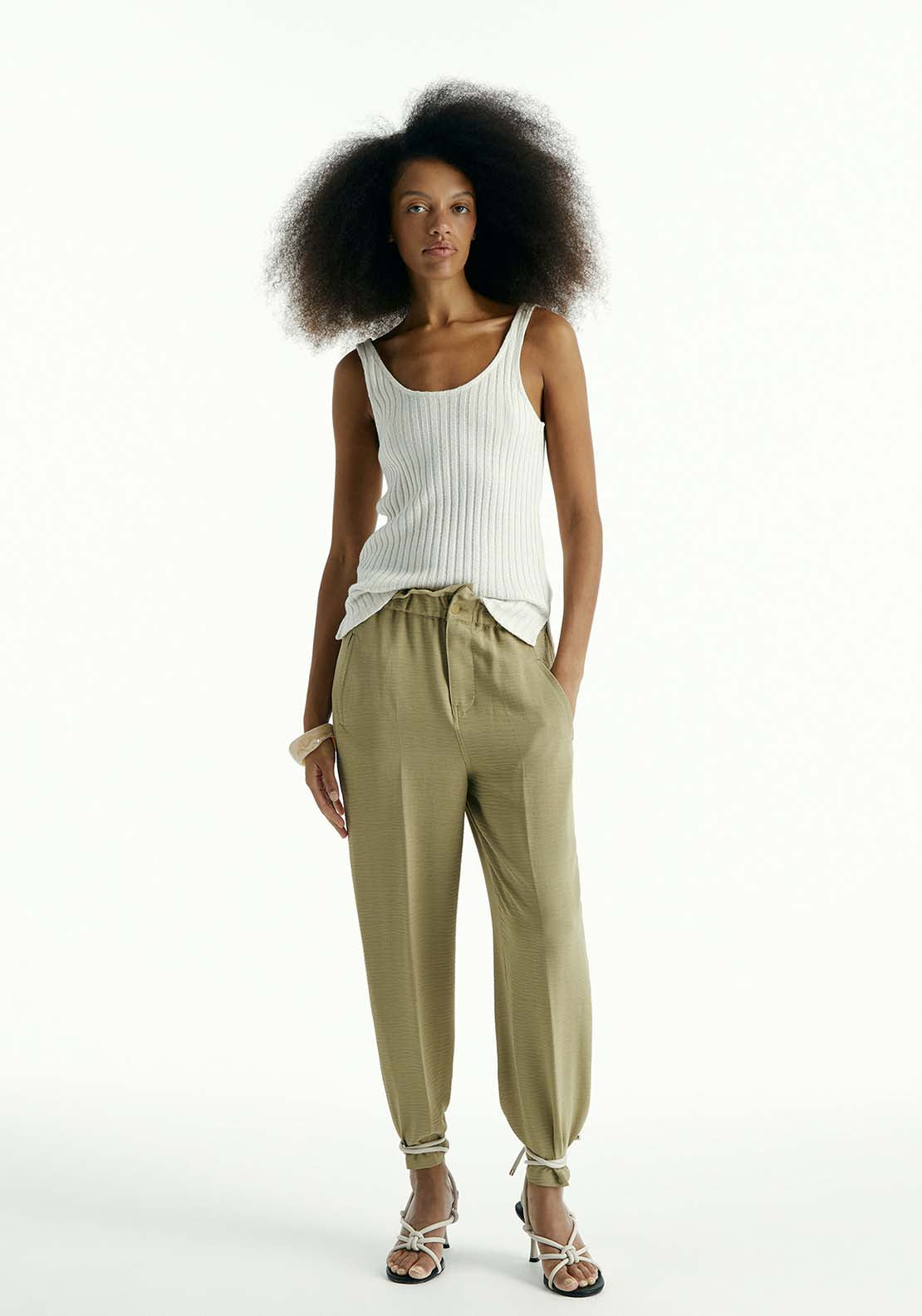 Sfera Loose Fit Trousers - Beige 1 Shaws Department Stores