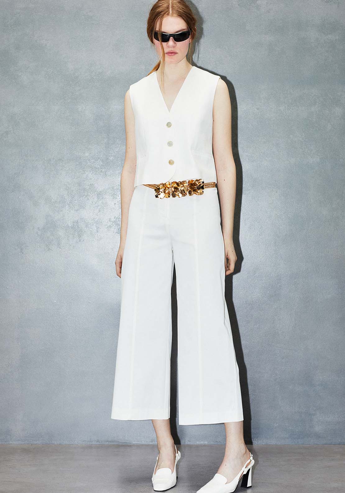 Sfera Culotte Trousers - White 1 Shaws Department Stores