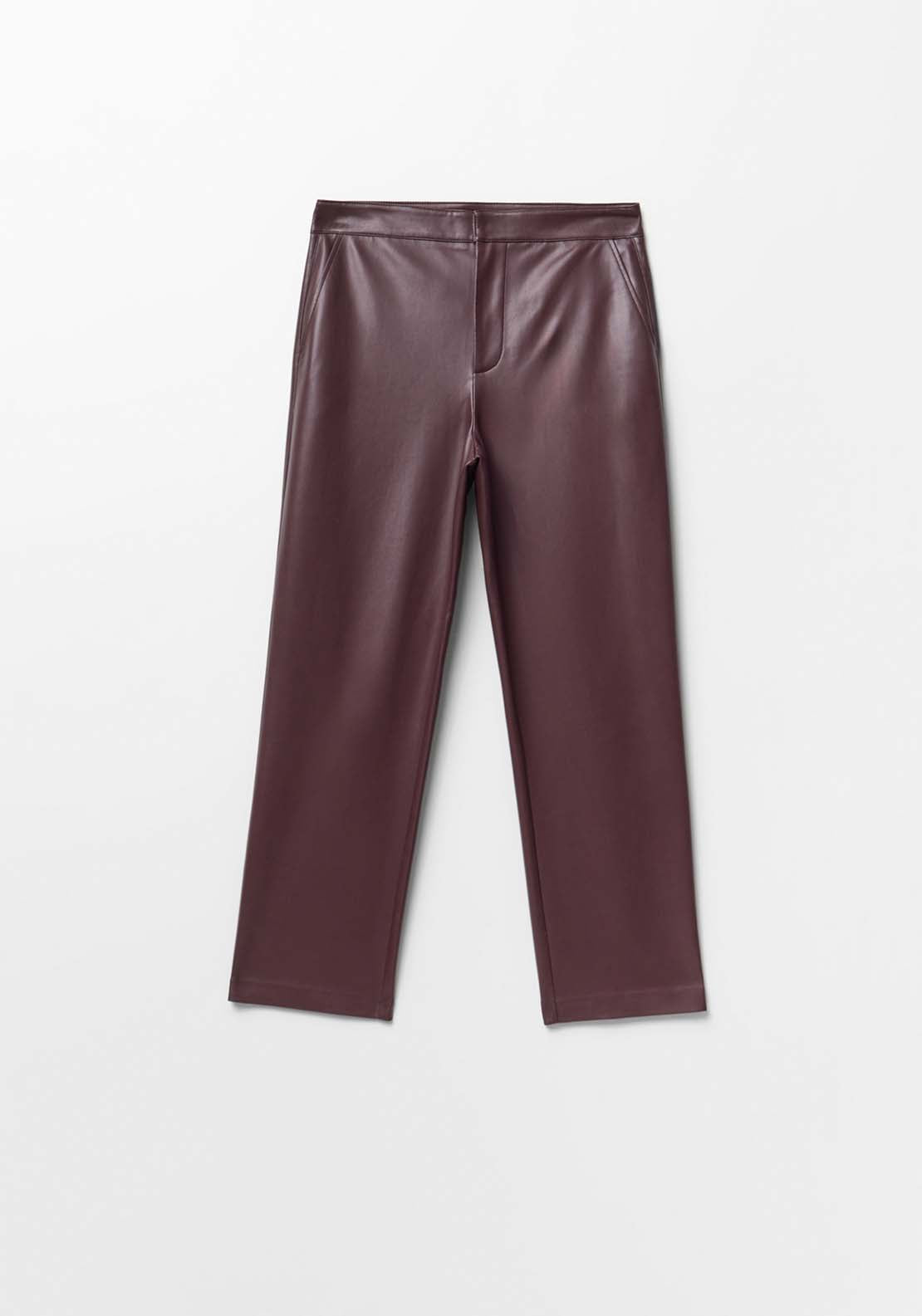 Faux Leather Chino Trousers - Multicolour