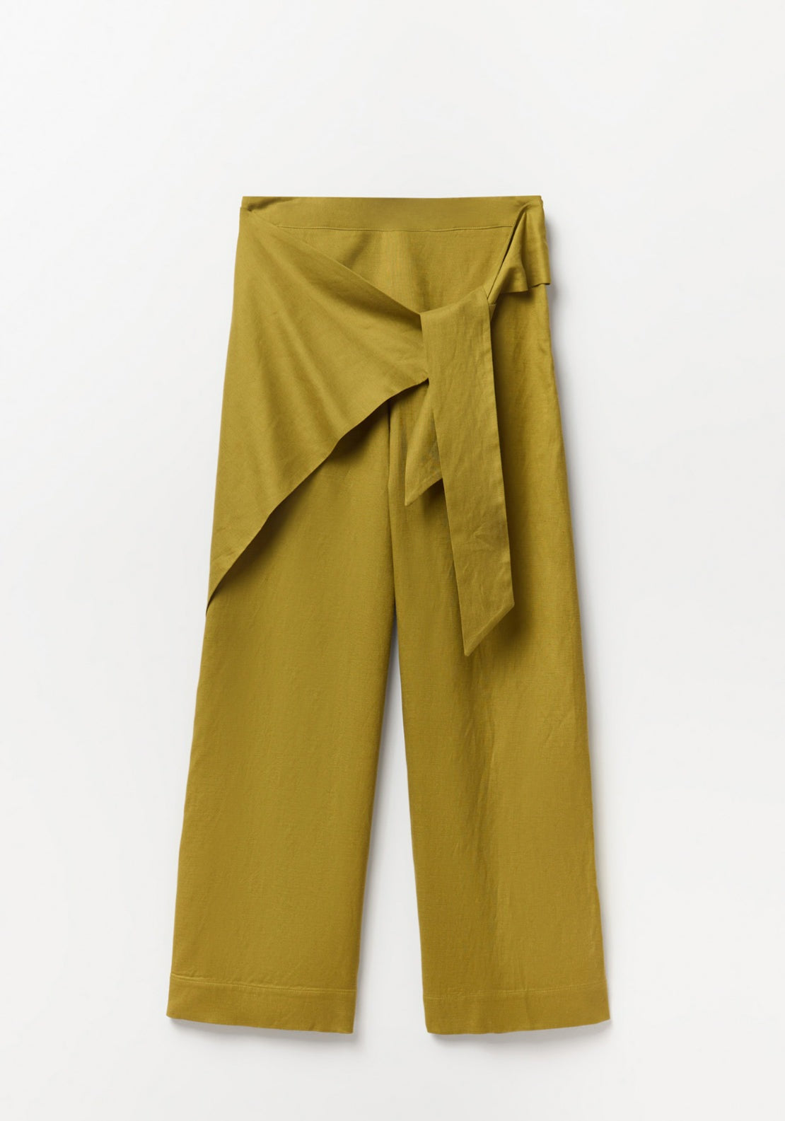Sfera Linen Blend Loose Fit Wrap Trousers - Green 4 Shaws Department Stores