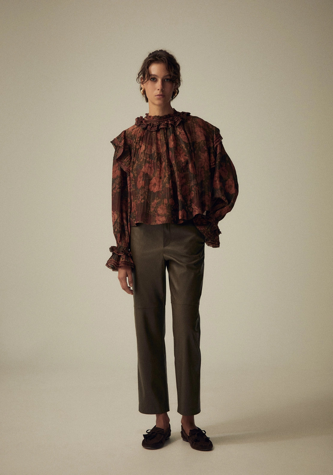 Leather Look Trousers - Brown