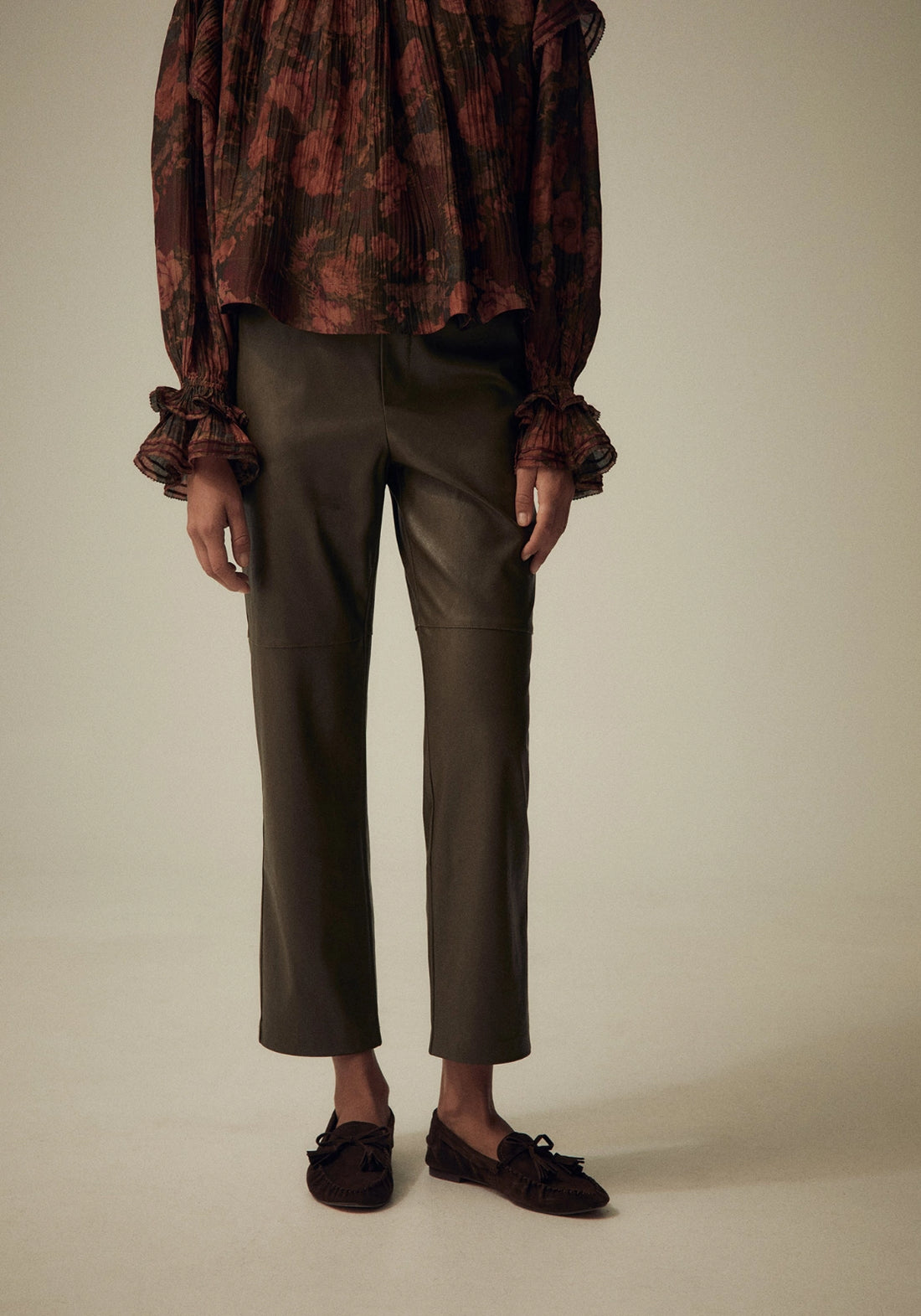 Leather Look Trousers - Brown