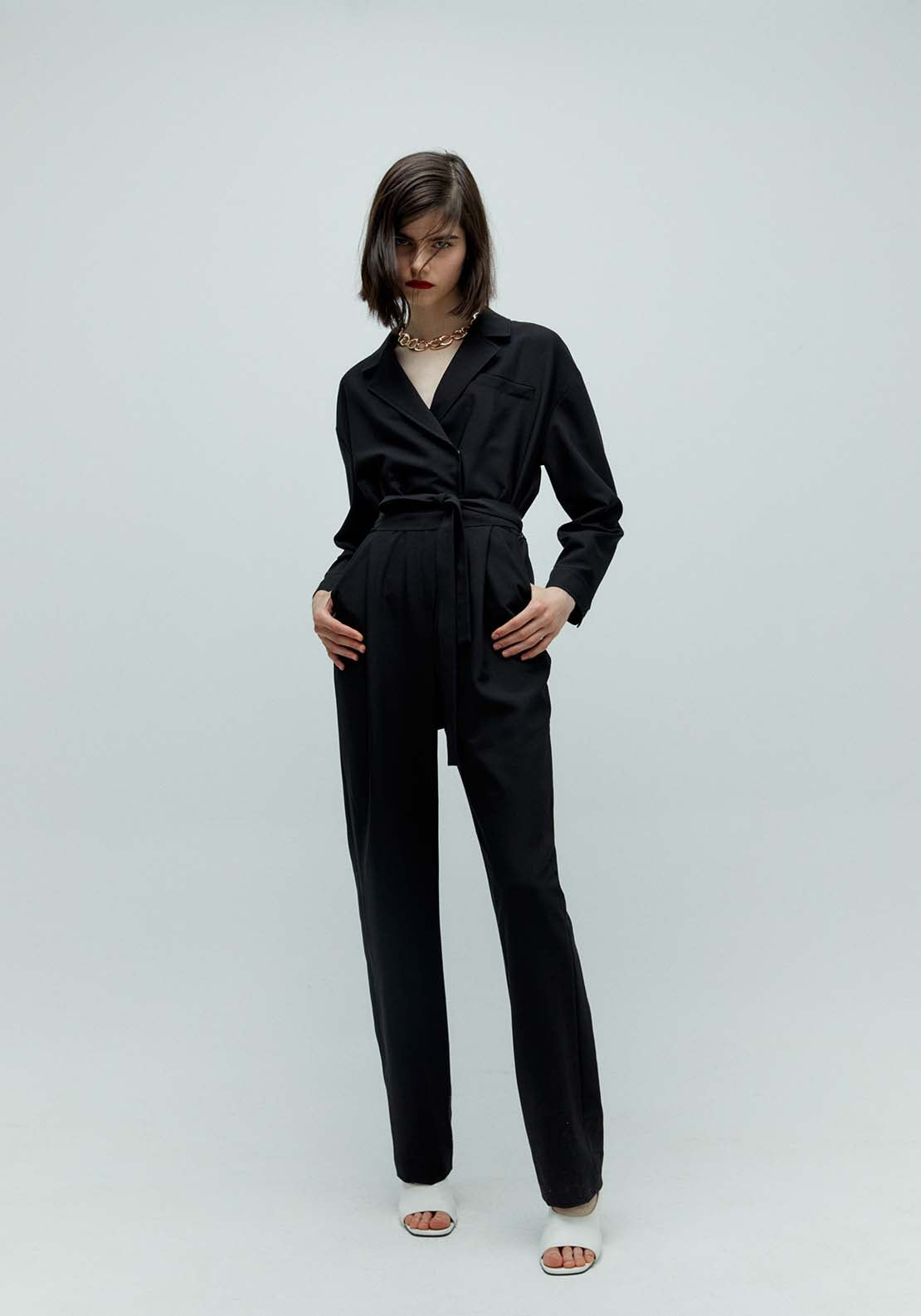 Sfera Belted Jumpsuit - Black 1 Shaws Department Stores