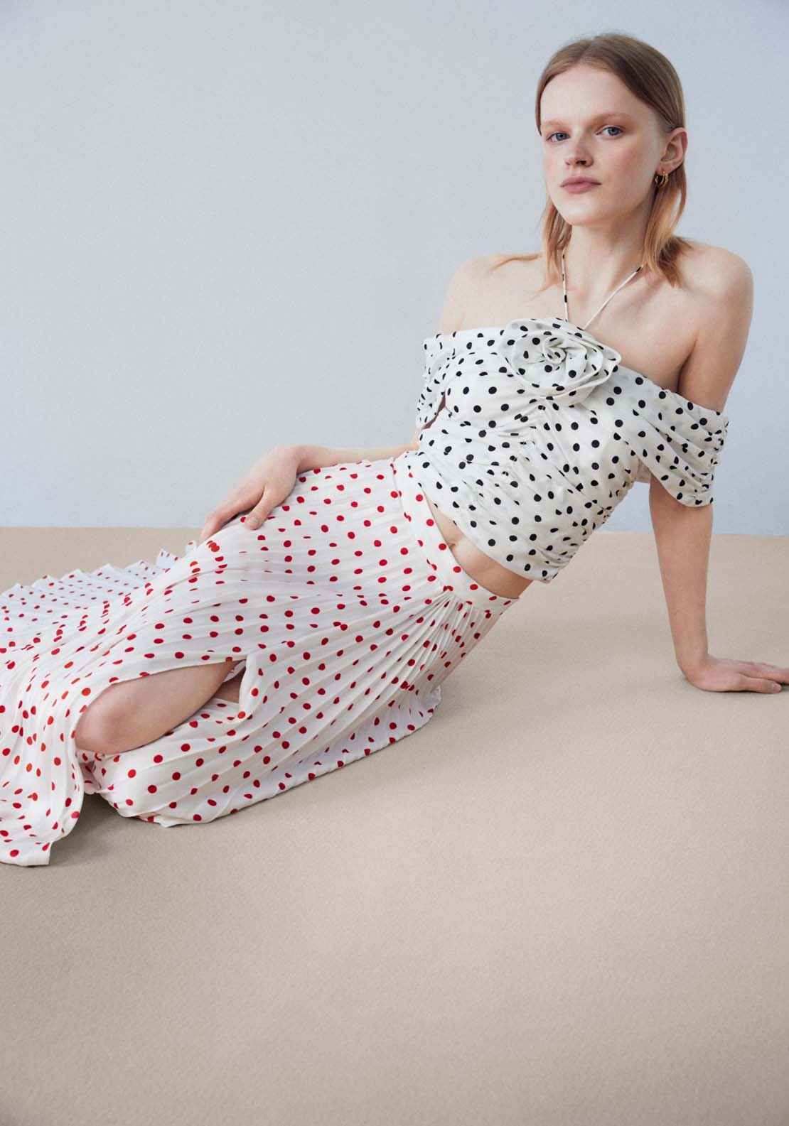 Sfera Polka dots pleated skirt 3 Shaws Department Stores
