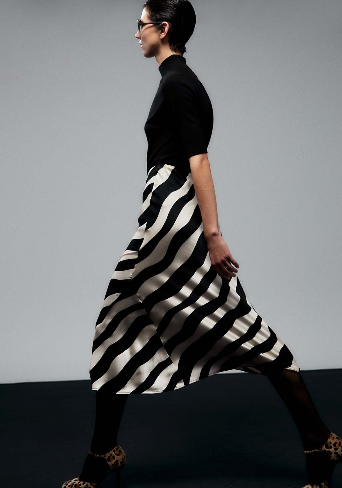 Sfera Striped Skirt - Black 5 Shaws Department Stores