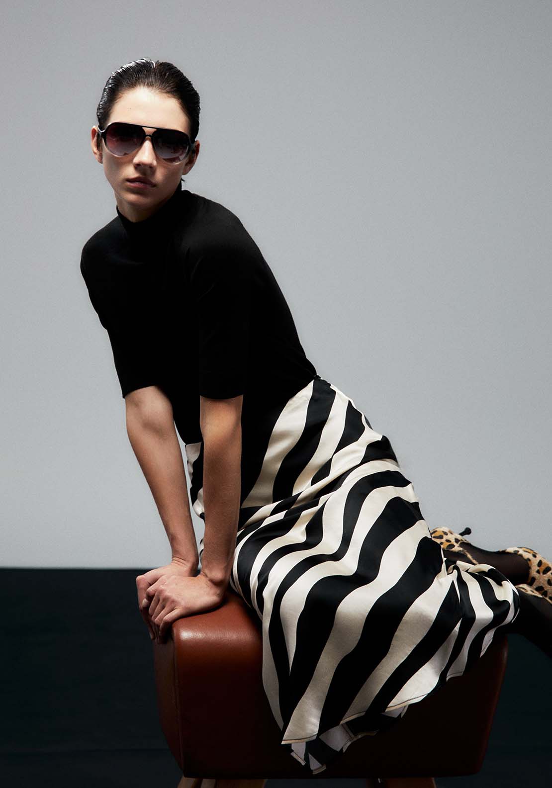 Sfera Striped Skirt - Black 4 Shaws Department Stores