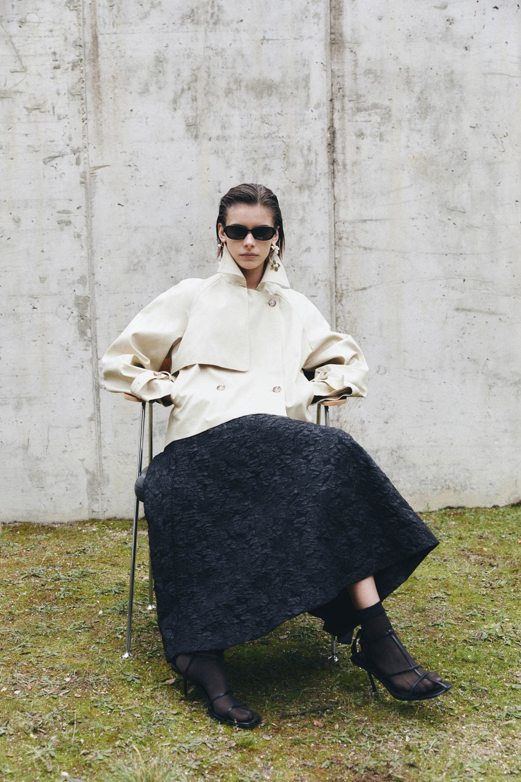 Sfera Flared jacquard skirt - Black 10 Shaws Department Stores