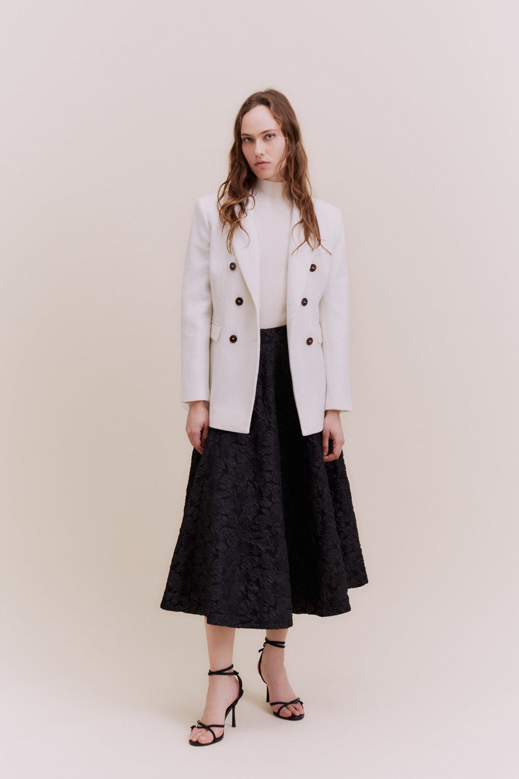 Sfera Flared jacquard skirt - Black 3 Shaws Department Stores