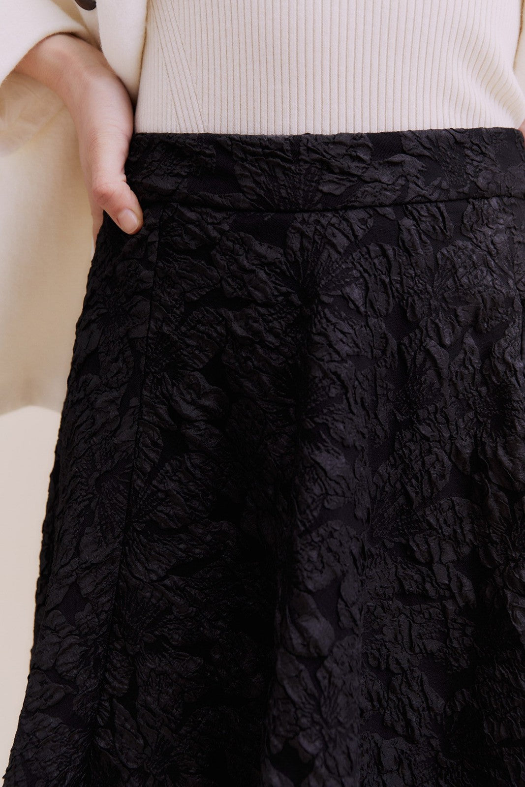 Sfera Flared jacquard skirt - Black 6 Shaws Department Stores