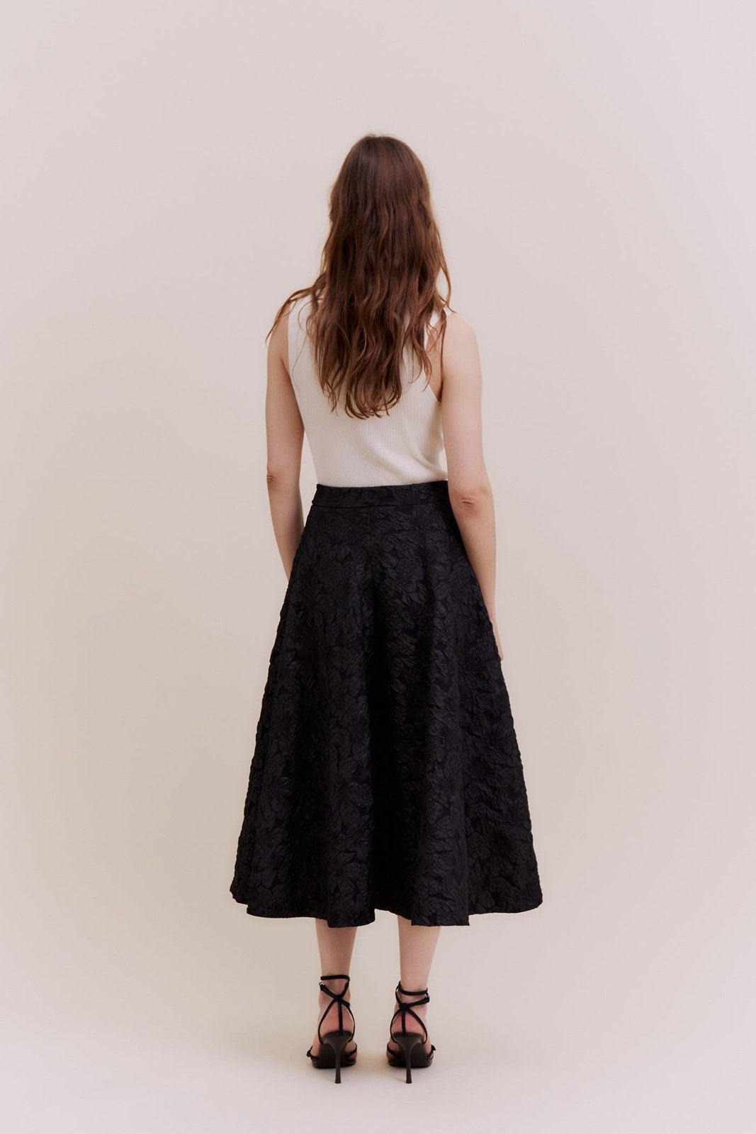 Sfera Flared jacquard skirt - Black 5 Shaws Department Stores