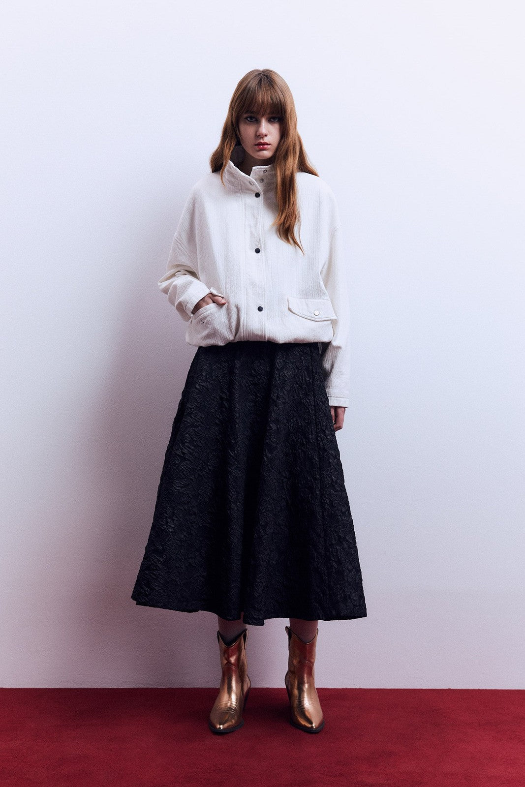 Sfera Flared jacquard skirt - Black 8 Shaws Department Stores