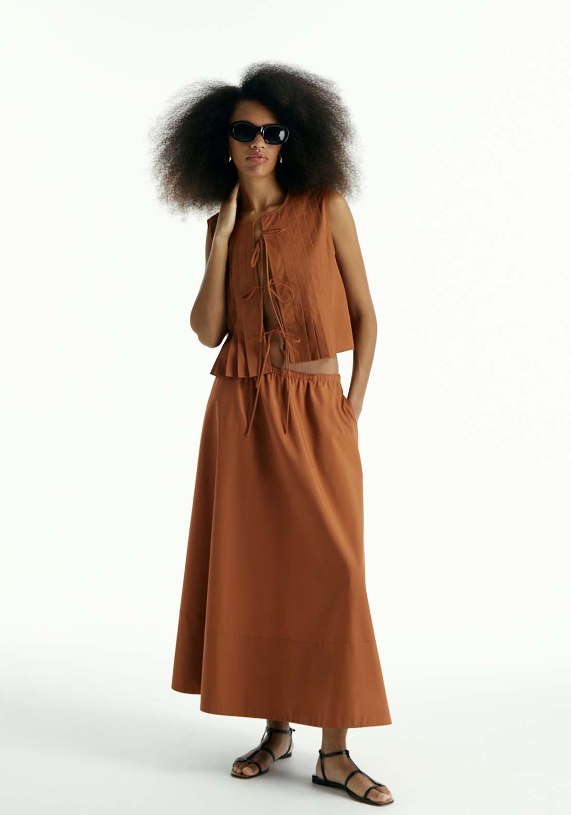 Sfera Ruched Flared Skirt - Toffee 5 Shaws Department Stores
