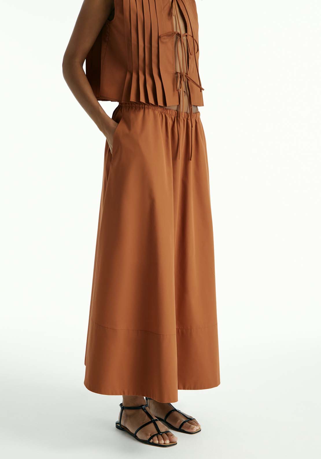 Sfera Ruched Flared Skirt - Toffee 1 Shaws Department Stores
