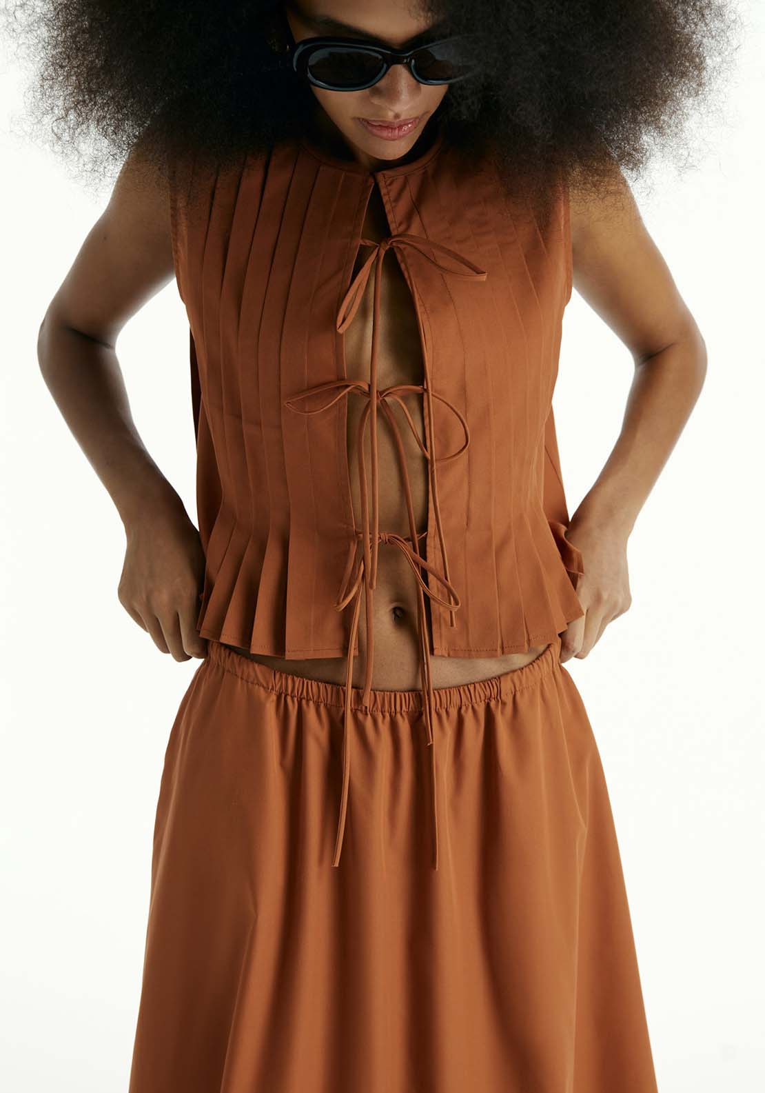 Sfera Ruched Flared Skirt - Toffee 4 Shaws Department Stores