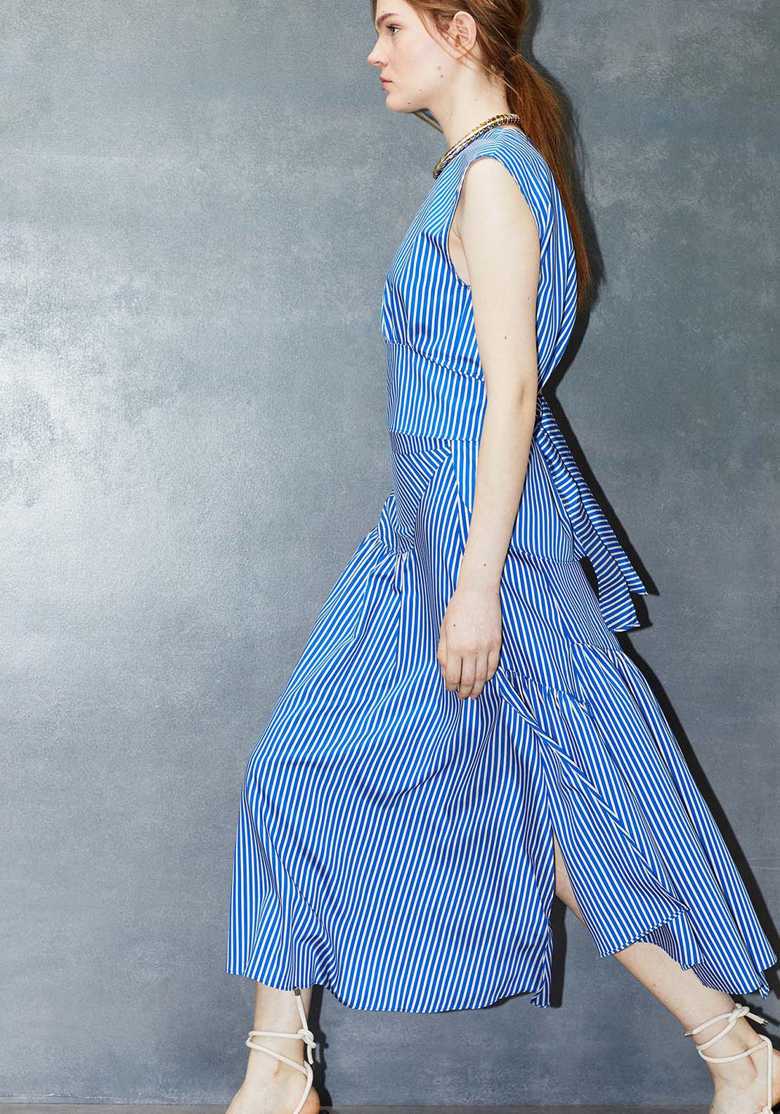 Sfera Stripes Asymmetrical Skirt - Blue 3 Shaws Department Stores
