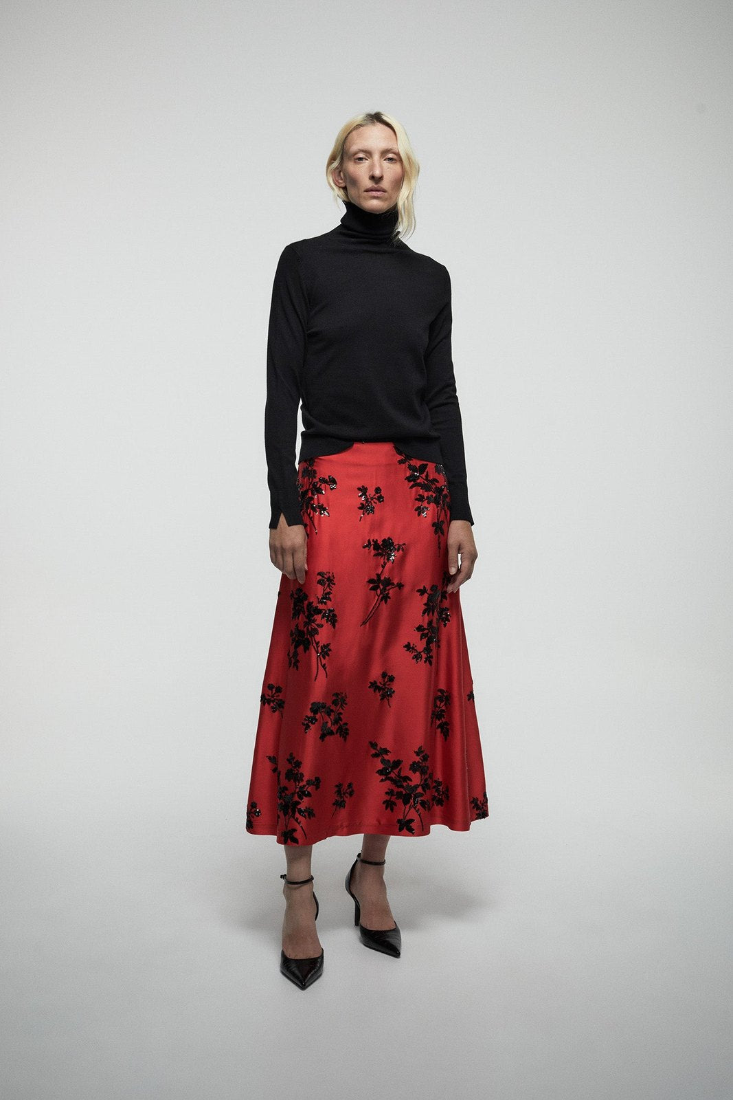 Embroidered Skirt - Red