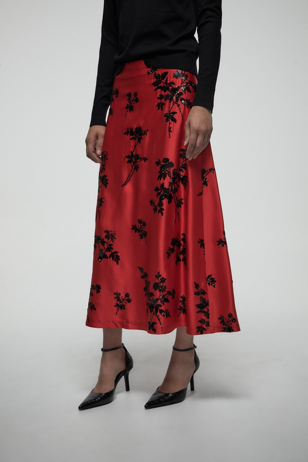 Embroidered Skirt - Red