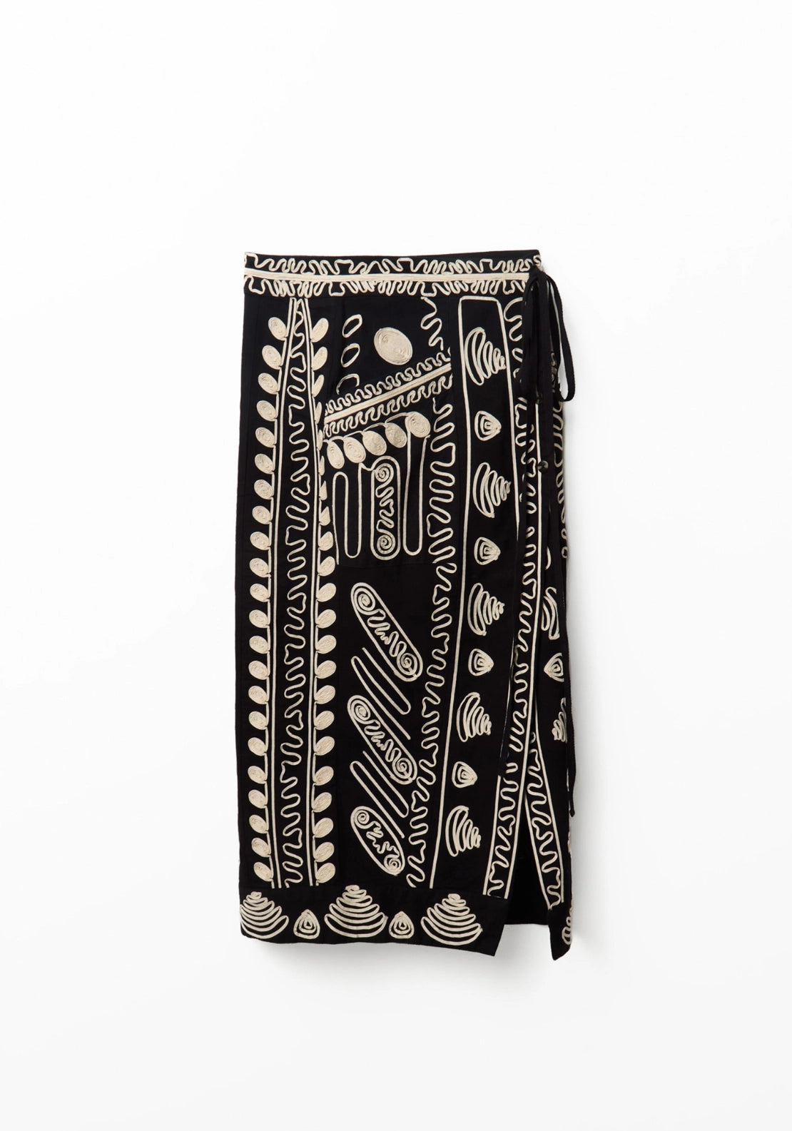 Embroidered Midi Skirt - Black