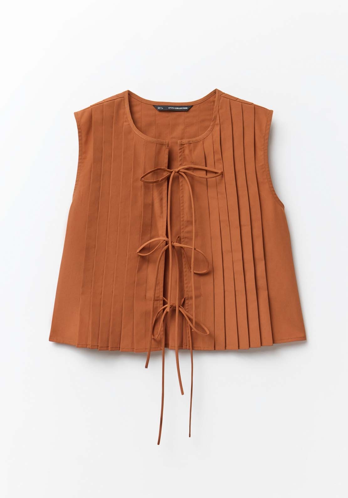 Sfera Pleats Cotton Top - Toffee 4 Shaws Department Stores