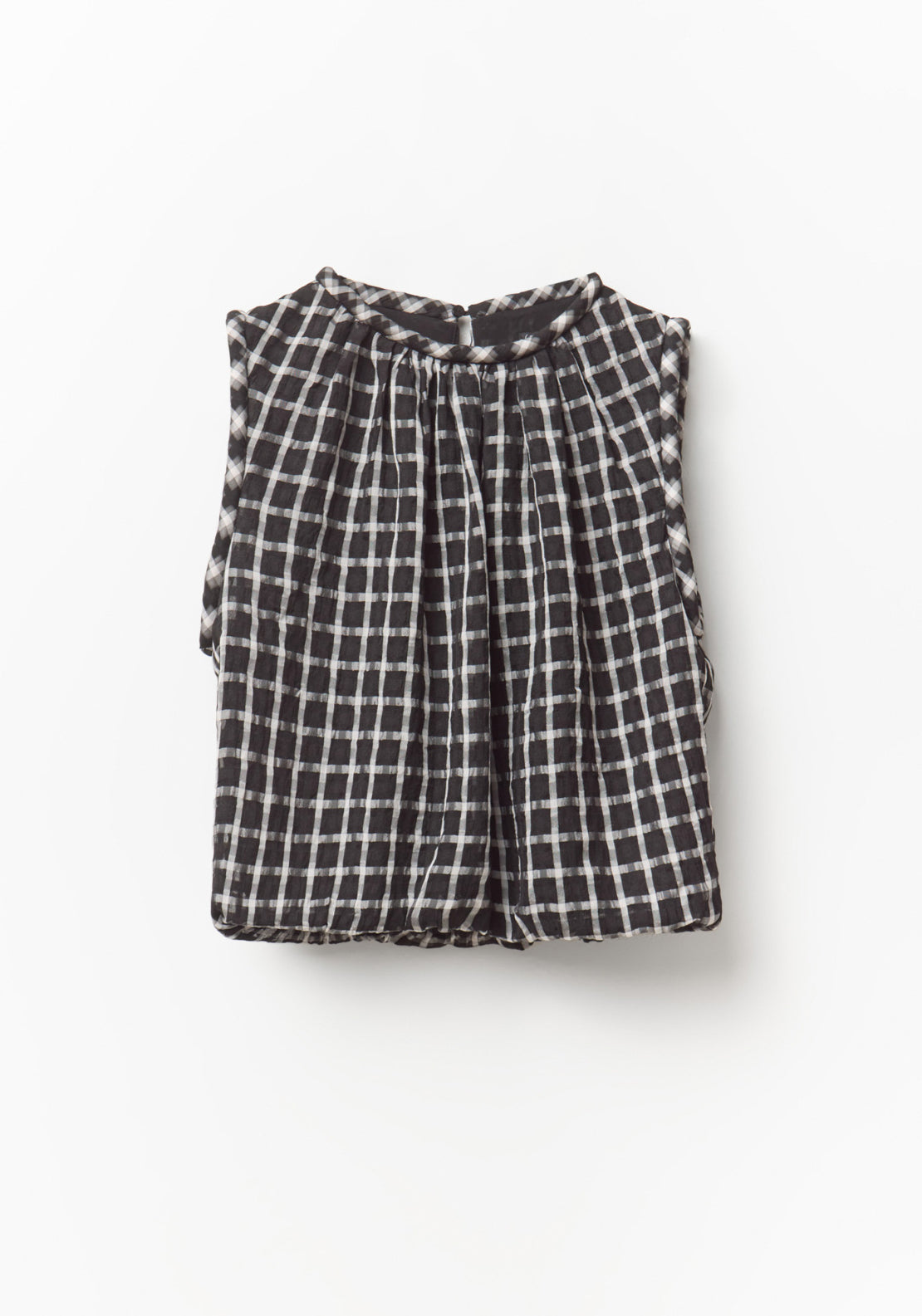 Sleeveless Check Top - Black