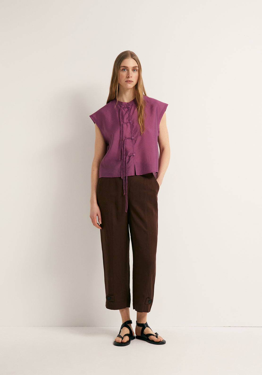 Decorative Detailing Blouse - Purple