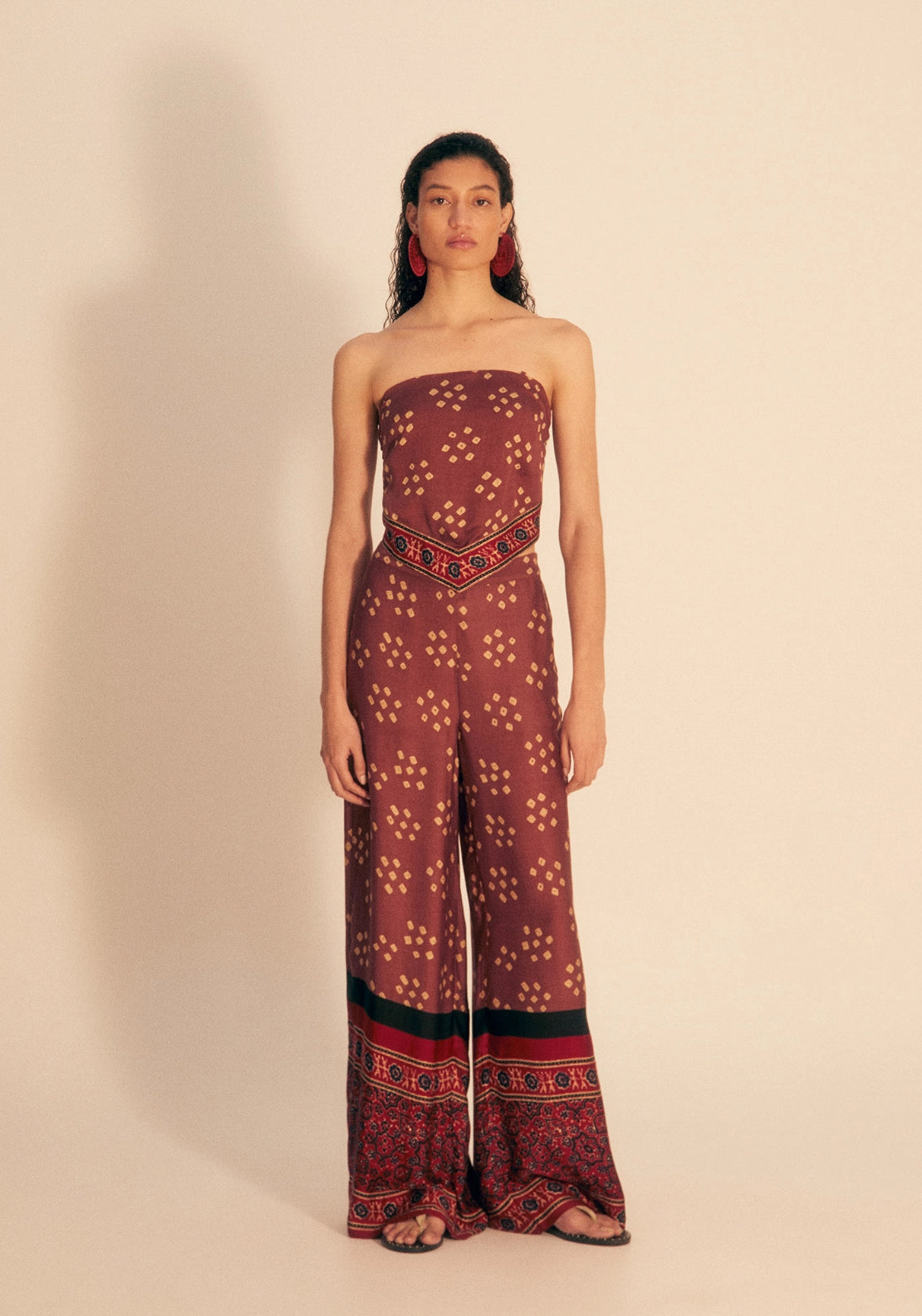 Printed Scarf Top - Red