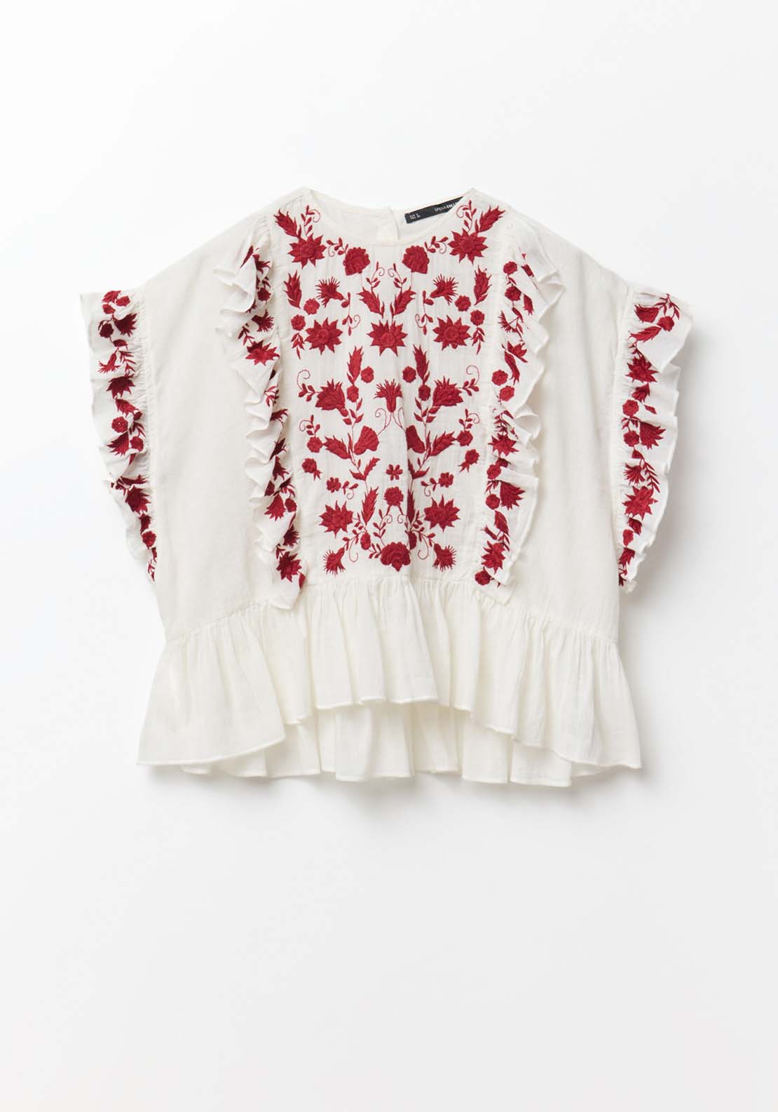 Sfera Embroidered Flowers Top - Off White 6 Shaws Department Stores