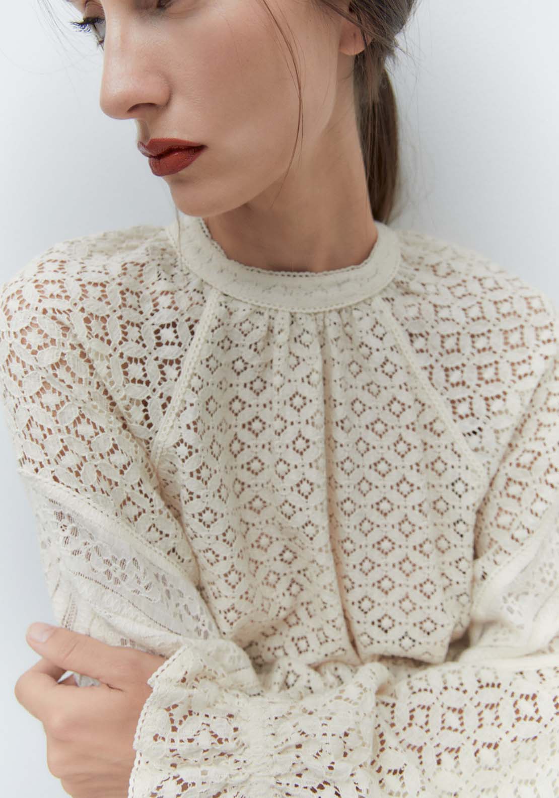 Sfera Lace Top - Ecru 3 Shaws Department Stores