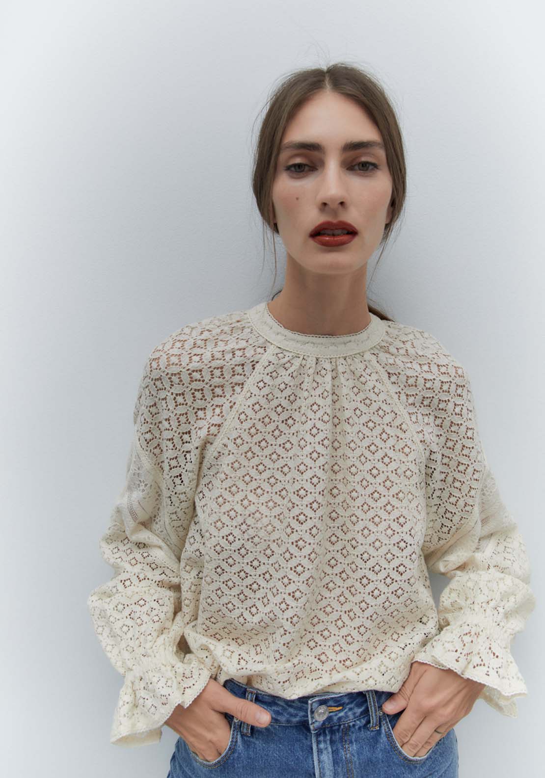 Sfera Lace Top - Ecru 1 Shaws Department Stores