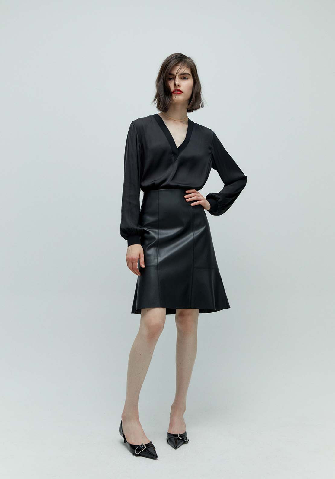 Sfera Contrast neckline top - Black 2 Shaws Department Stores