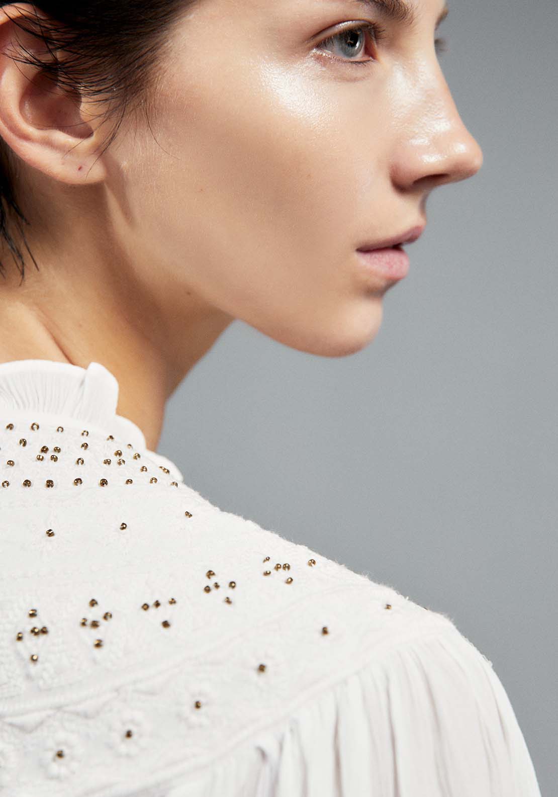 Sfera Embroidered Yoke Blouse - White 2 Shaws Department Stores