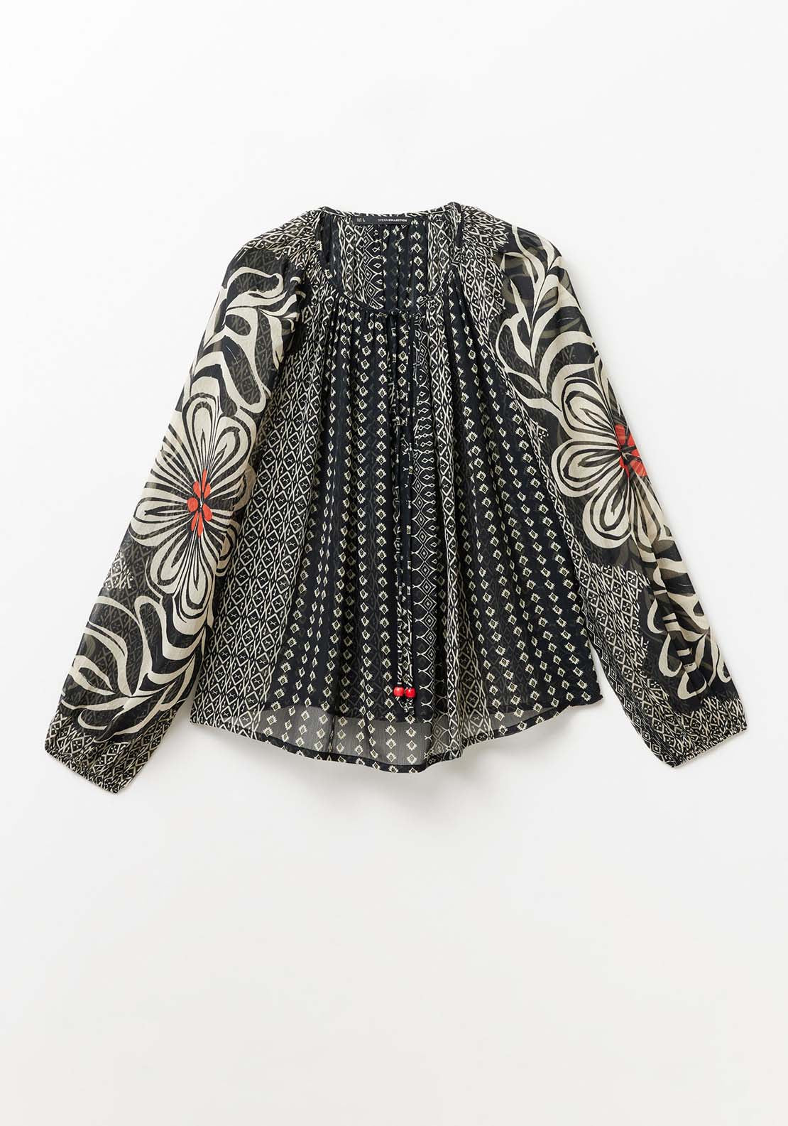 Sfera Geometric print oversized blouse - Black 6 Shaws Department Stores