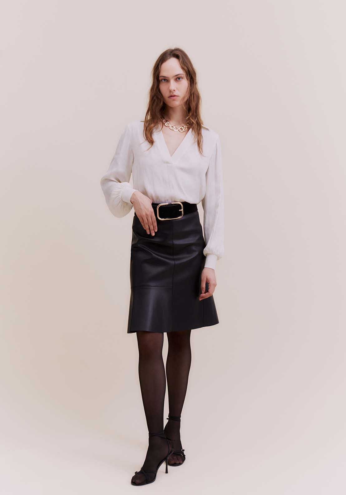 Sfera V-neck top - White Ecru 2 Shaws Department Stores