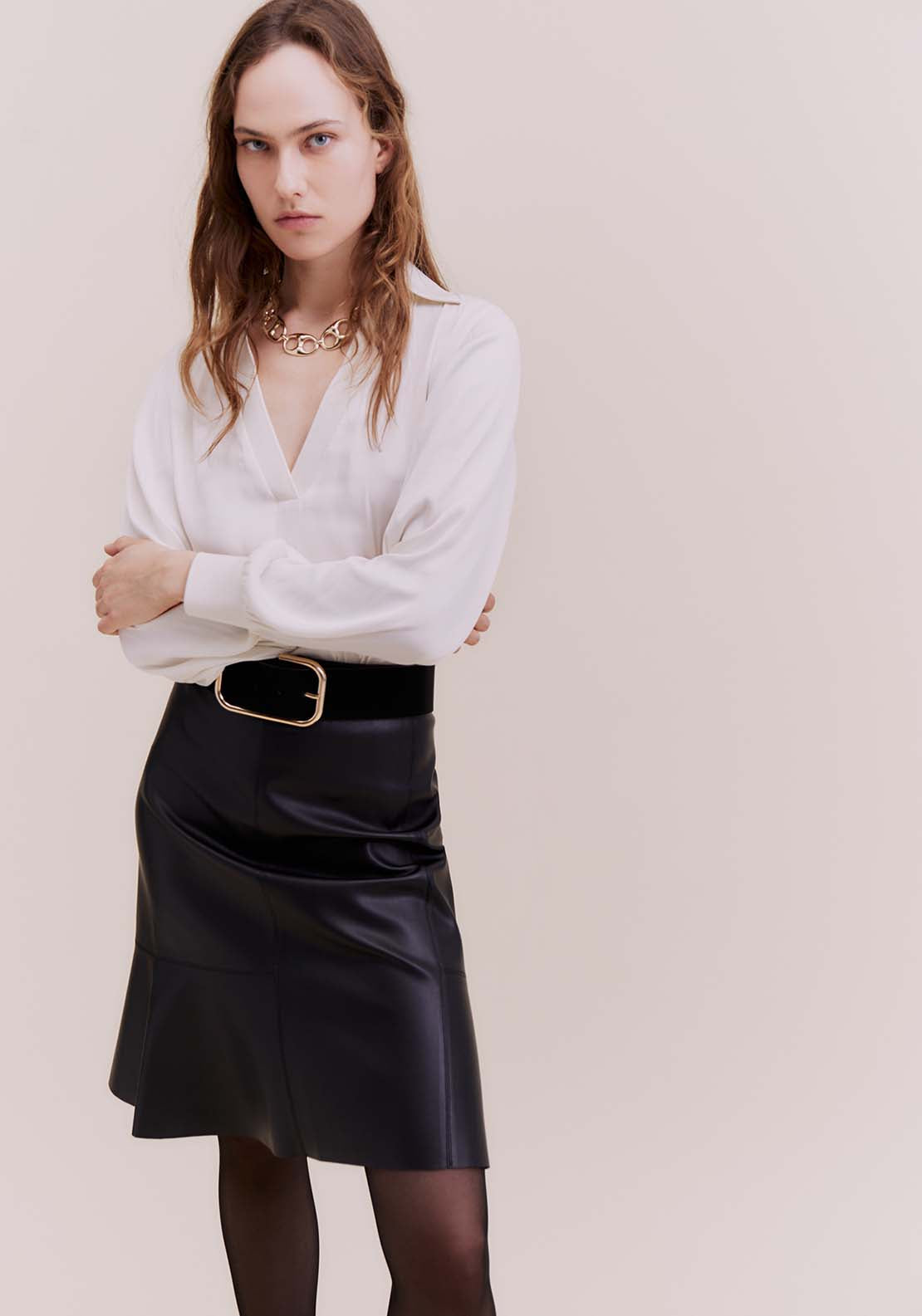 Sfera V-neck top - White Ecru 1 Shaws Department Stores